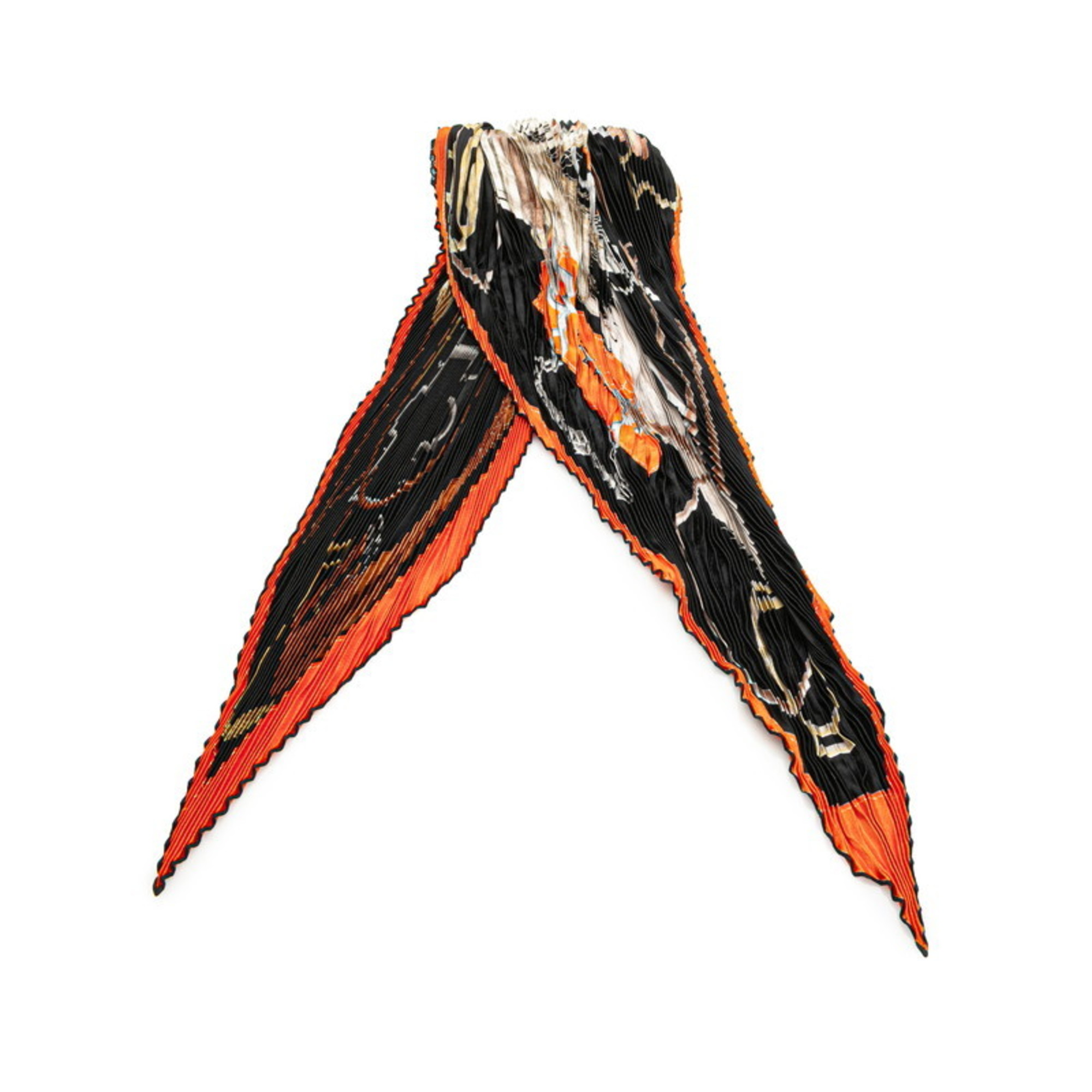 Hermes HermÃ¨s CarrÃ© 90 Pleated Scarf, PROJETS CARRES, Silk, Black, Orange, Multicolor, Women’s