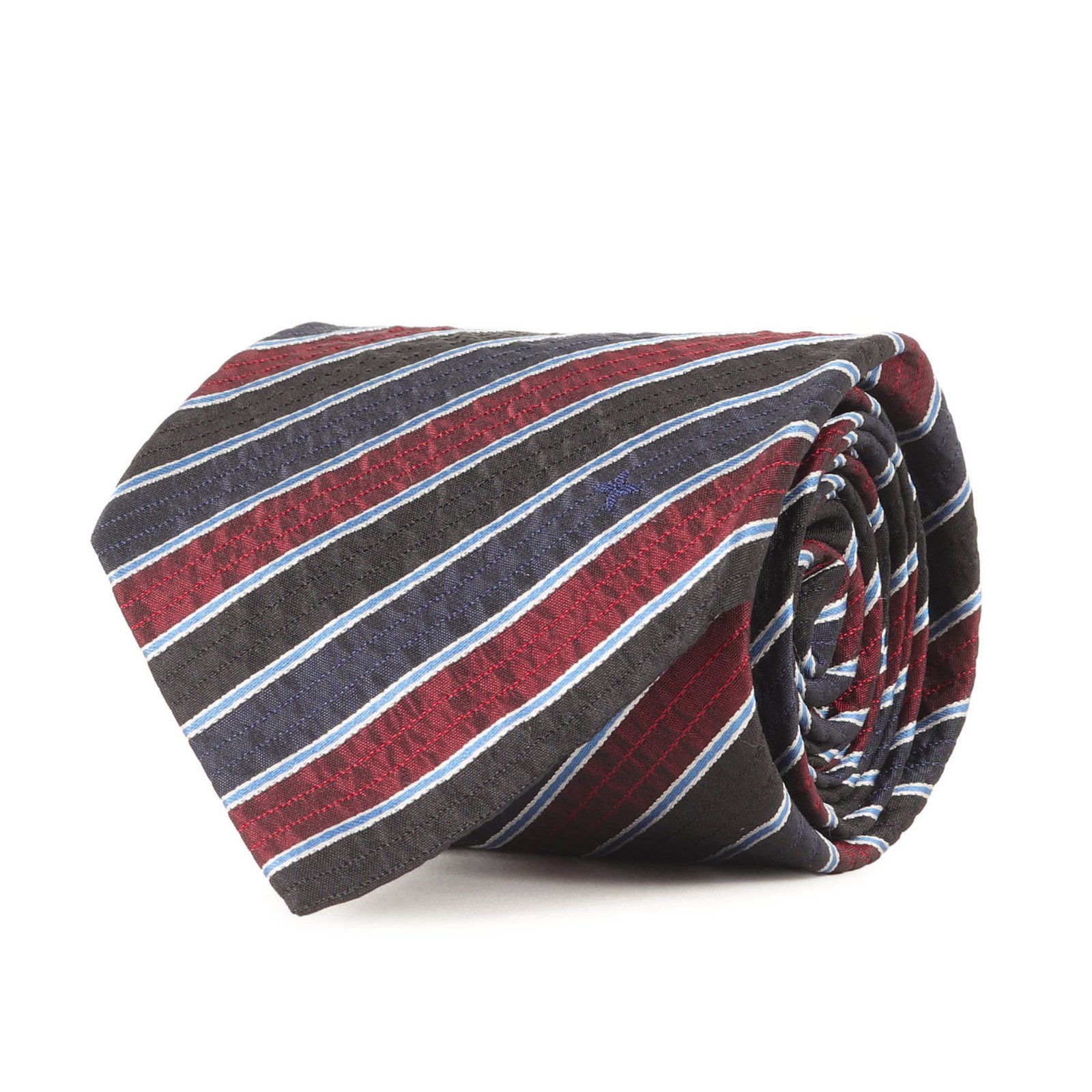 LOUIS VUITTON Regimental Silk Cravate Tie in Navy, Black, and Red for Men, K4616