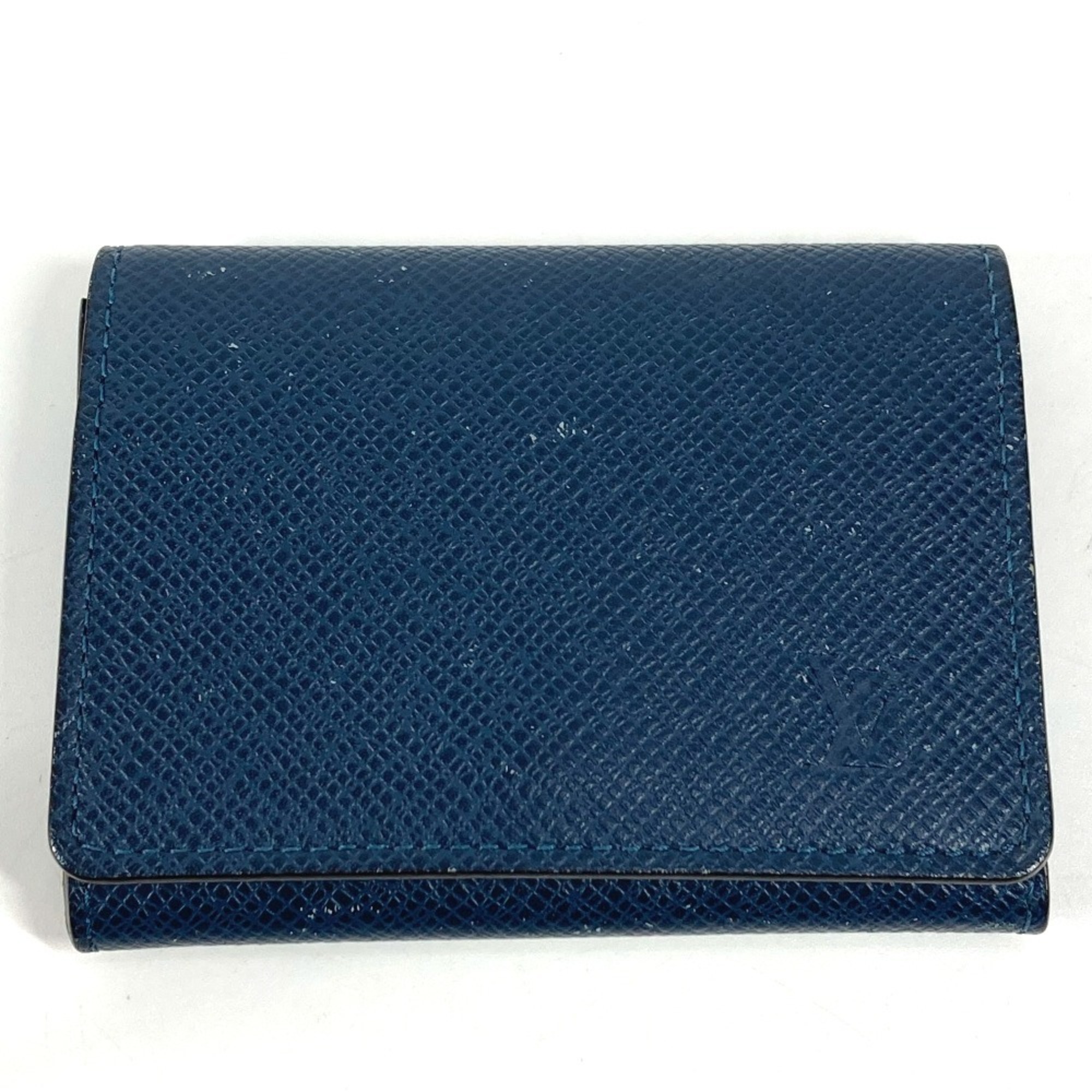 LOUIS VUITTON M64022 Taiga Envelope Carte de Visite MM Business Card Holder Pass Case Holder/Card Leather Men’s Women’s Ocean Navy