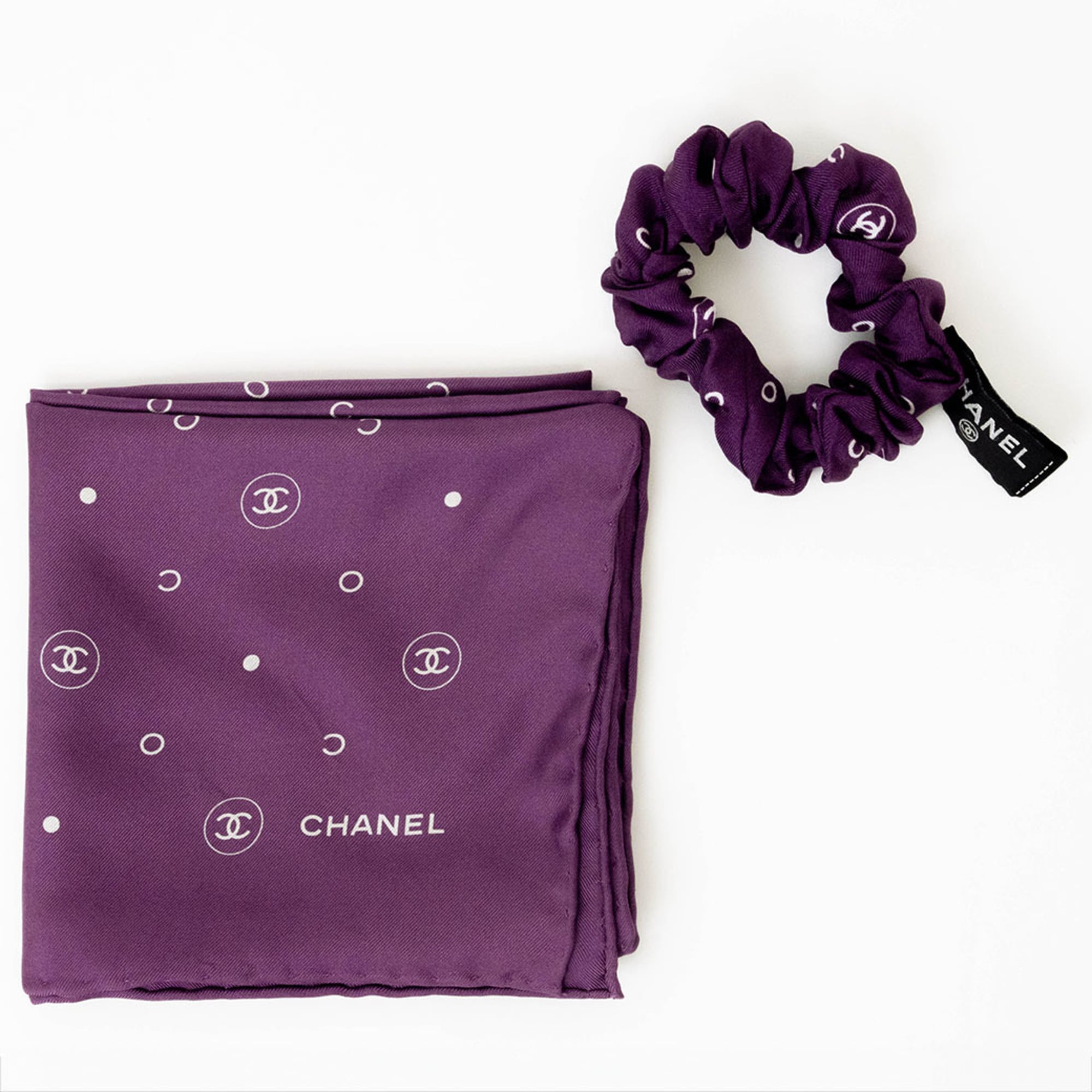 Chanel Hair Scarf with Scrunchie Purple Women’s CHANEL