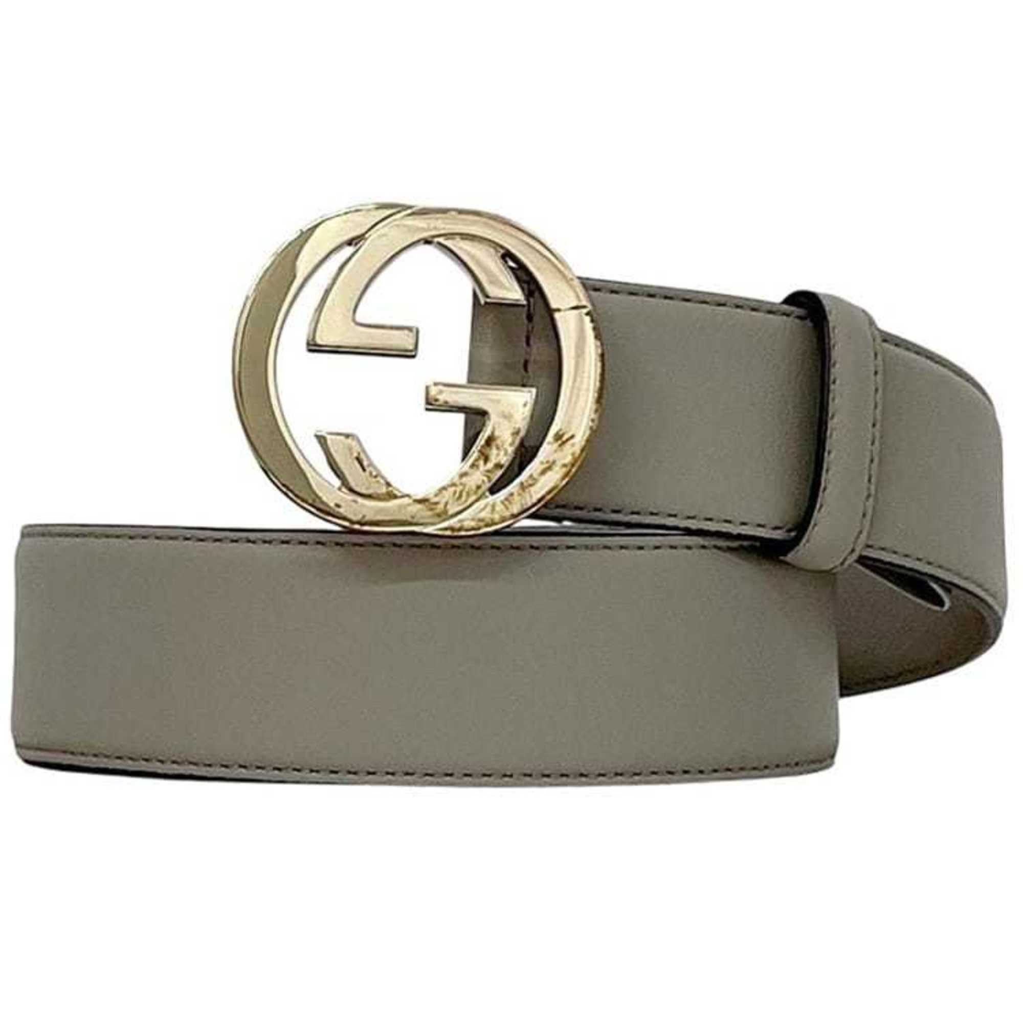 Gucci Belt ec-24406 Gray Interlocking 546386 AP00G 85 34 480199 Waist 90cm Leather GUCCI GG Buckle Men’s Women’s