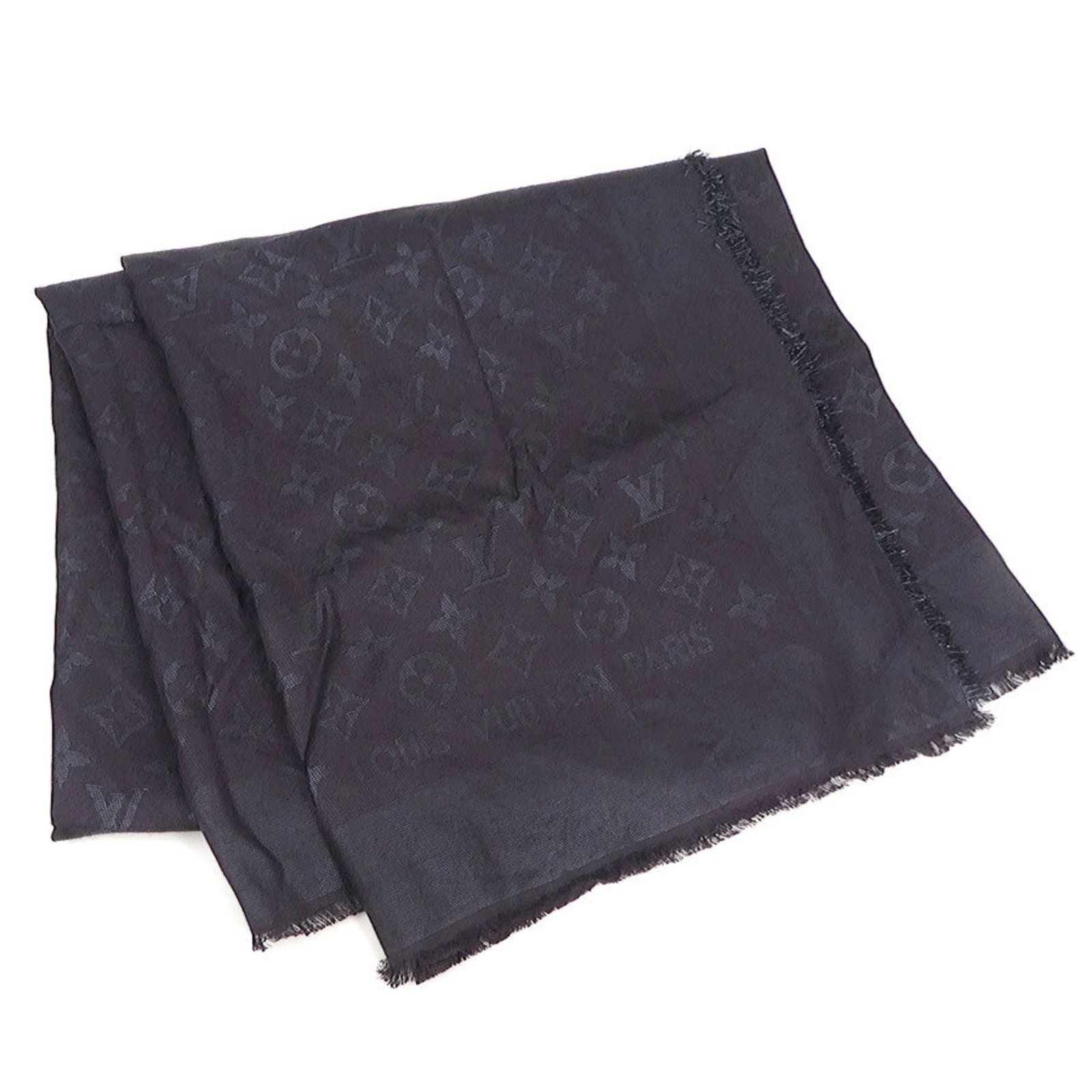 Louis Vuitton Monogram Silk, Polyester, and Wool Stole/Scarf, Dark Purple, Women’s, h31489a
