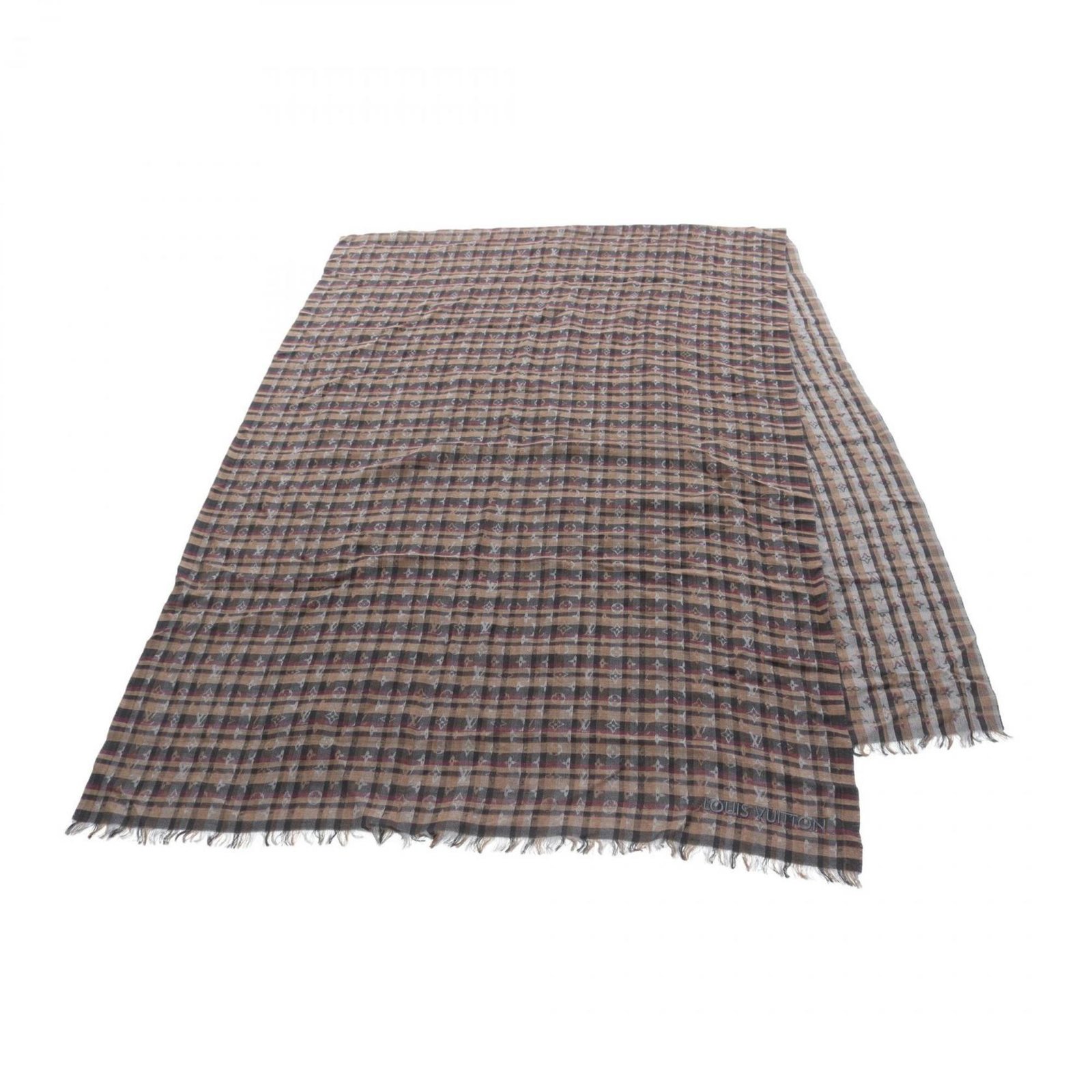 Louis Vuitton Monogram Wool and Silk Scarf/Stole for Women, Brown Multicolor, M74964