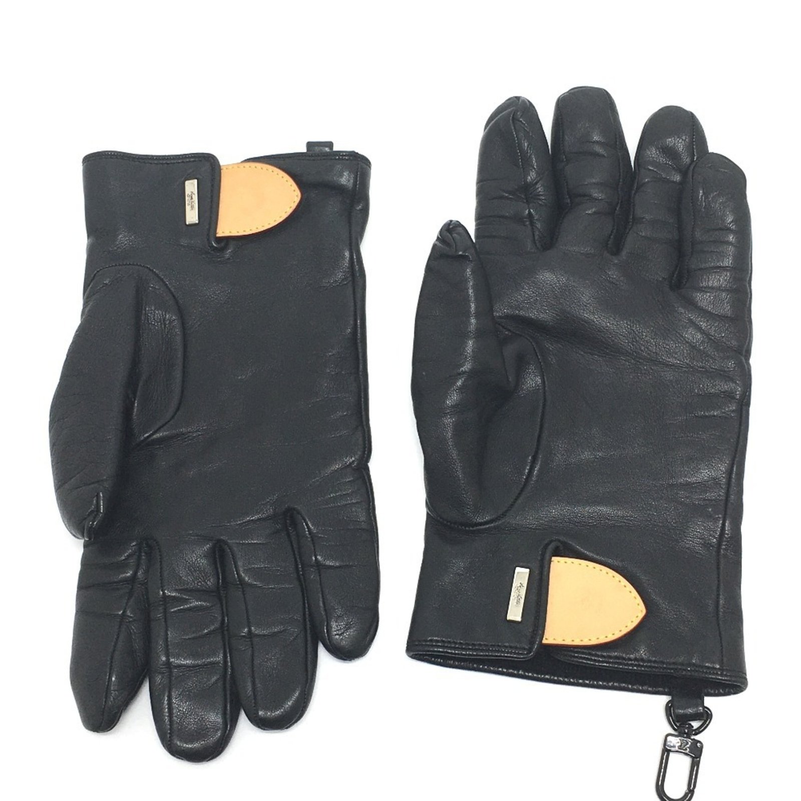 LOUIS VUITTON MP2429 Gon LV Staple Edition Gloves, Cashmere/Leather, Women’s, Black
