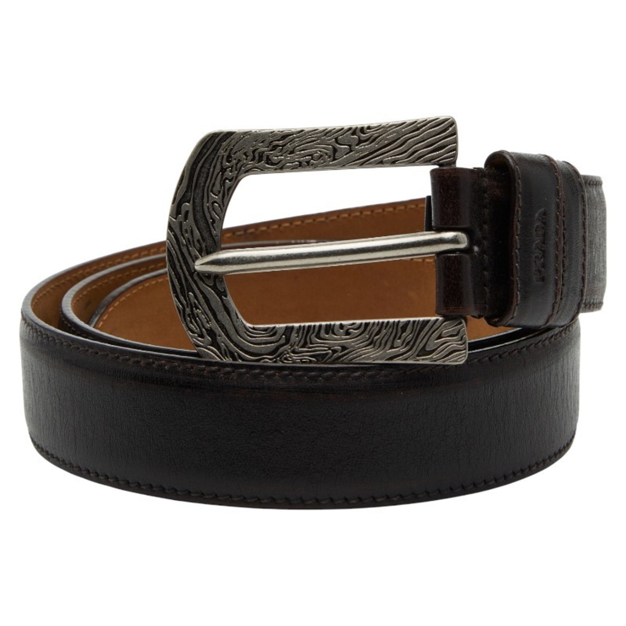 Prada belt size: 85 34 brown leather men’s PRADA