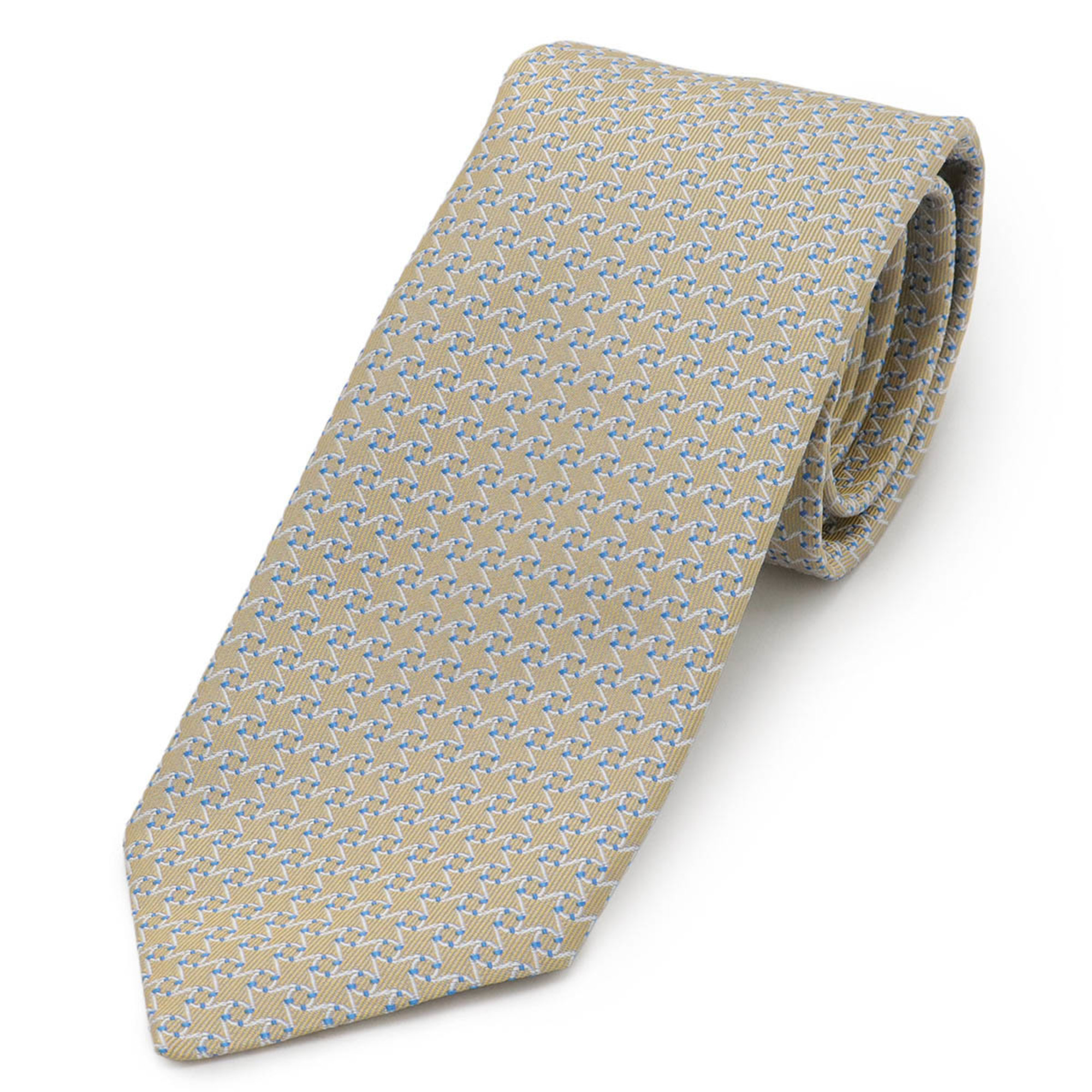 HERMES Hermes necktie, swim ring, 100% silk, beige, blue