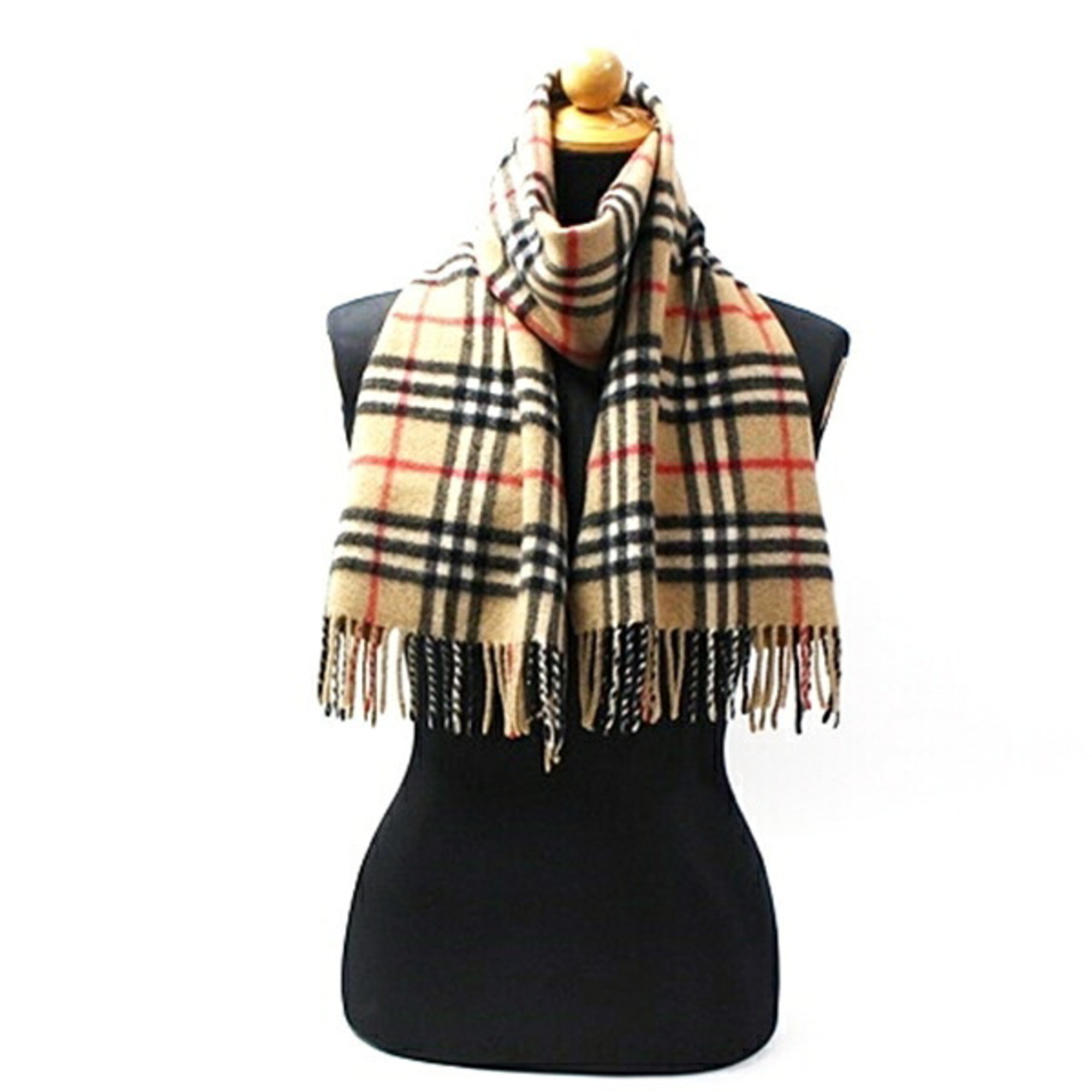 Burberry Cashmere Scarf, Camel x Check, 142 30 cm, Men’s and Women’s