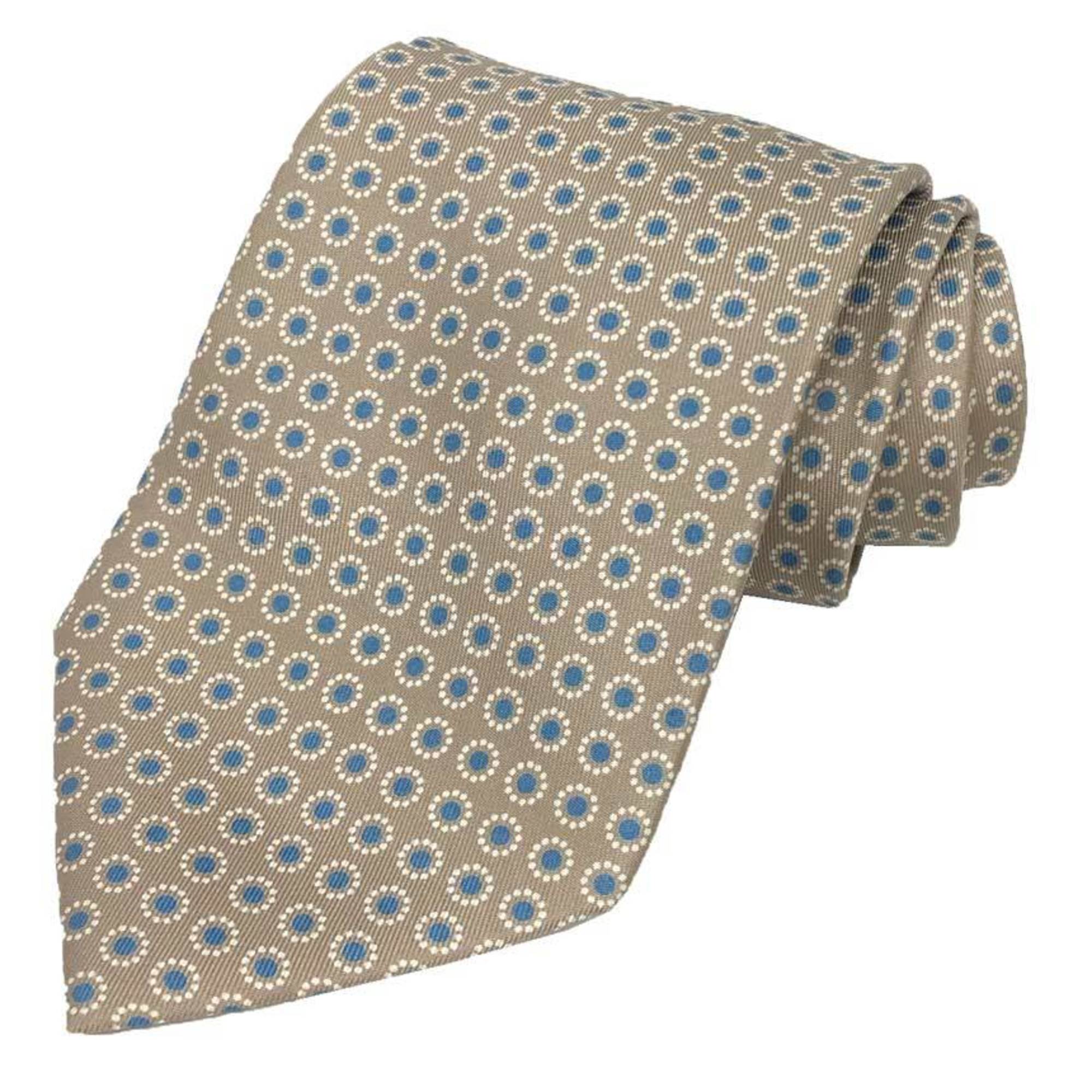 Hermes HERMES tie floral pattern 100% silk greige men’s