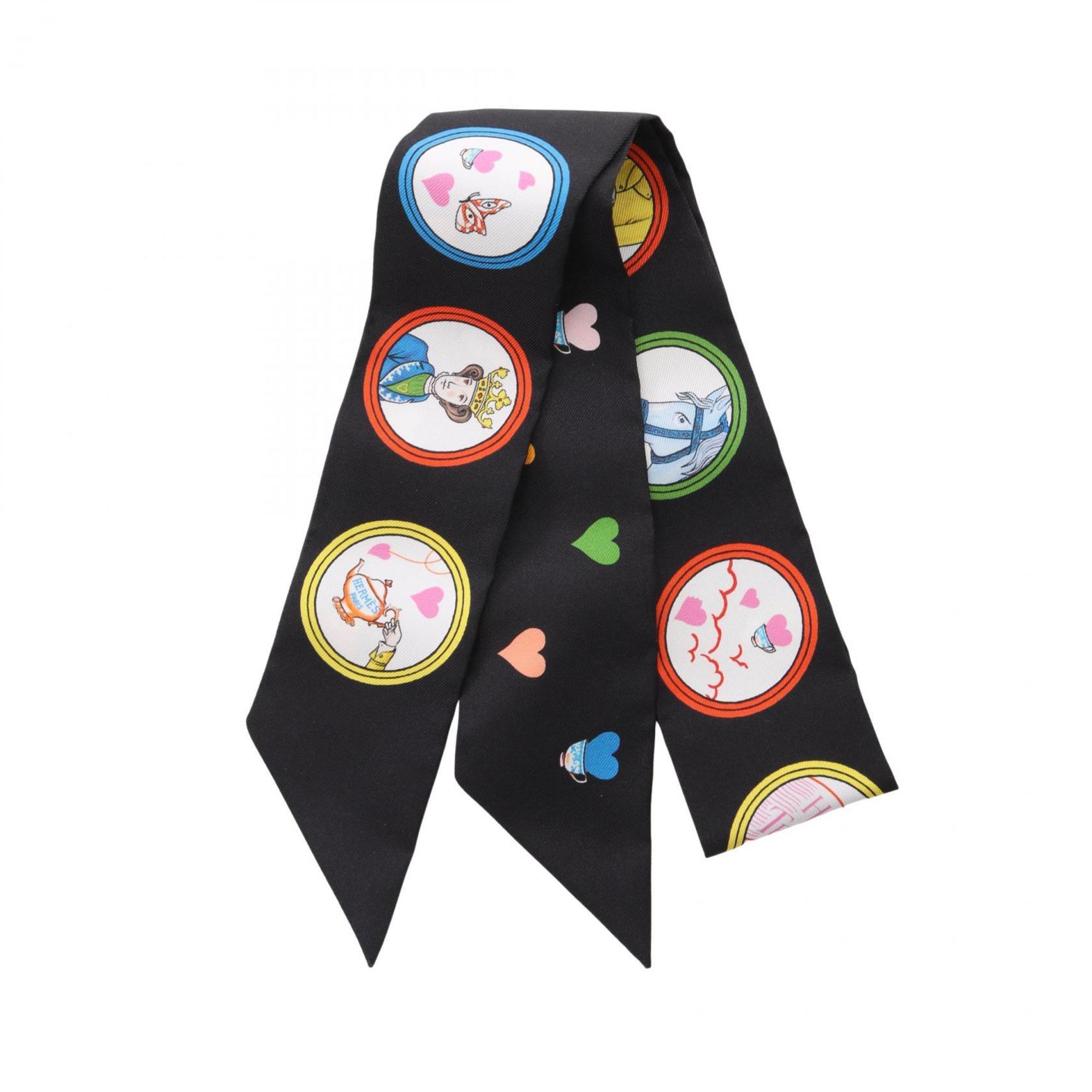 Hermes Twilly Tea Time Scarf Silk Women’s Black Multicolor