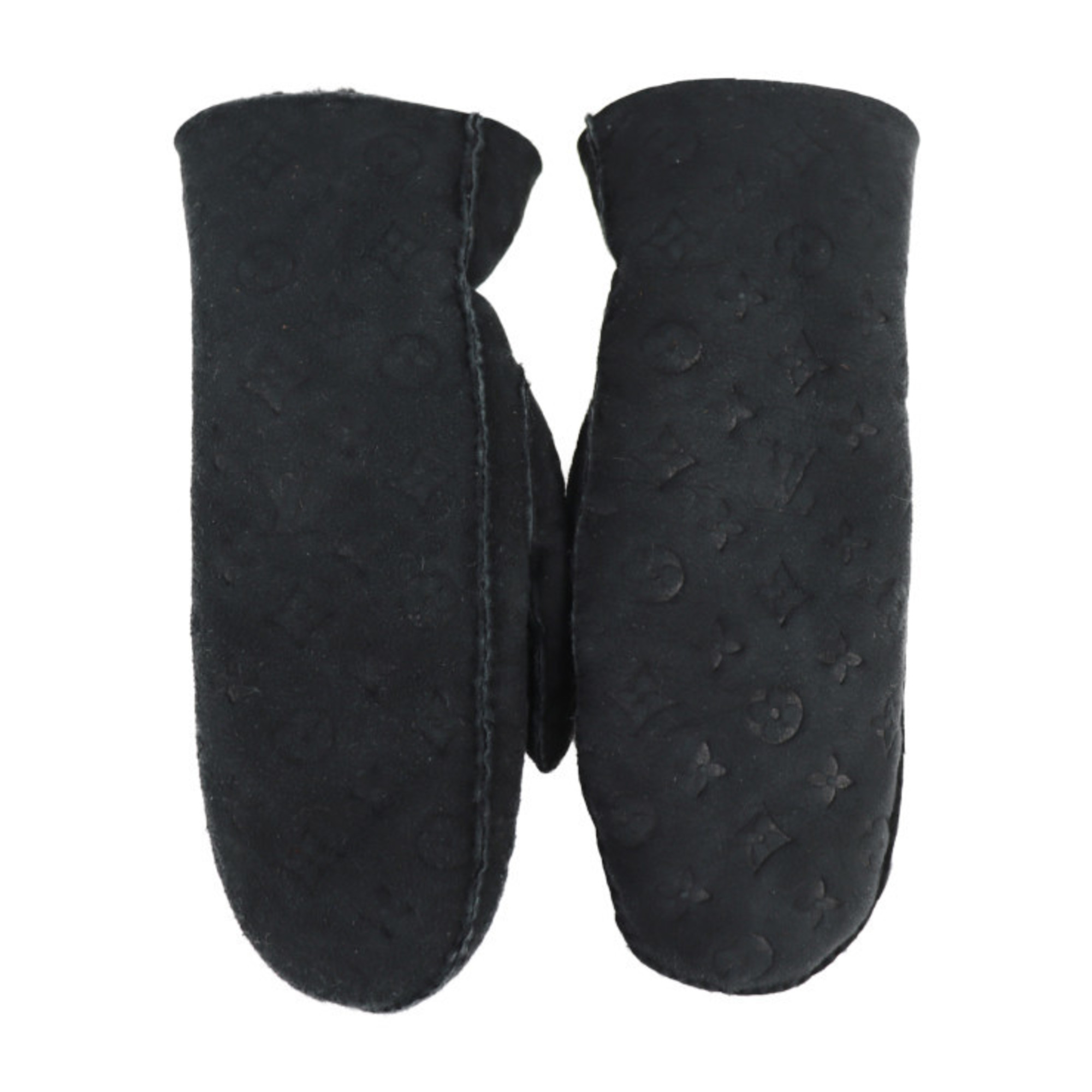 LOUIS VUITTON Louis Vuitton Muff Shearling Lamb Gloves M76454 Mouton Black Mitten