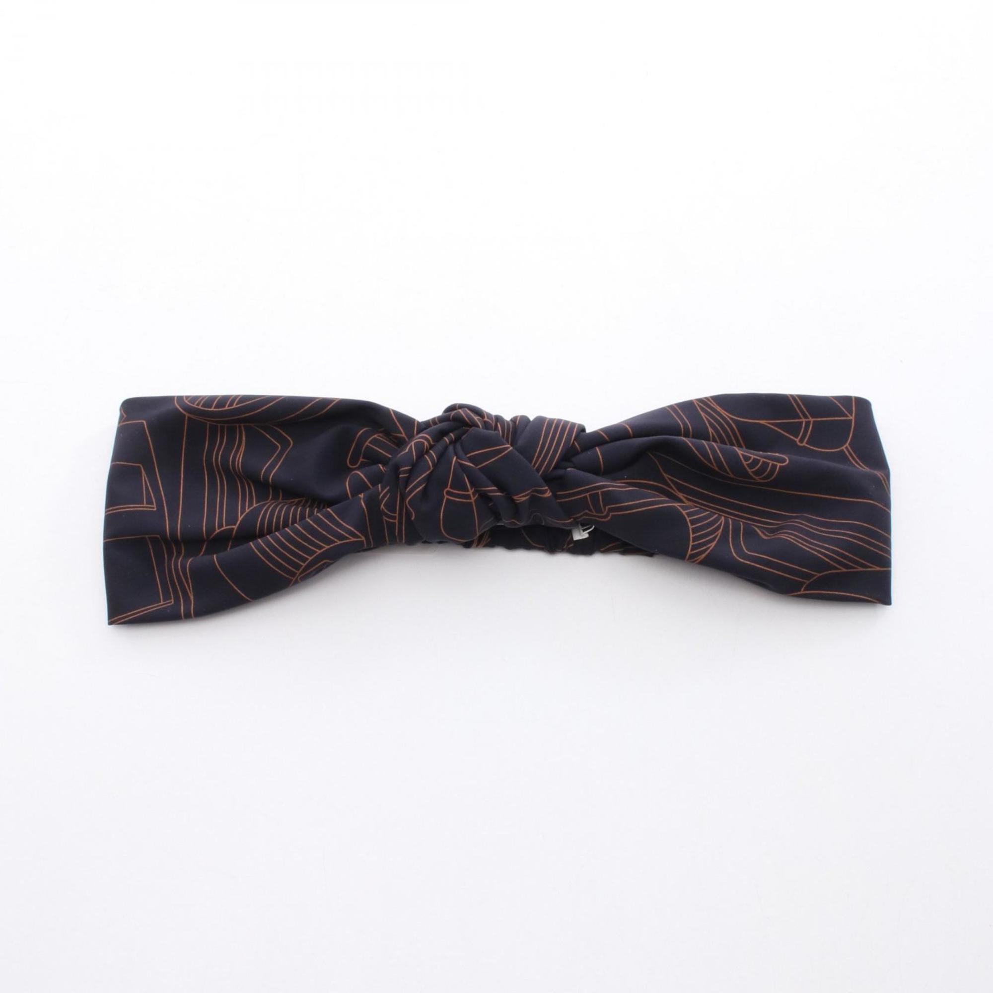 Hermes HermÃ¨s Gabi Hairband, Polyester, Women’s, Navy and Brown