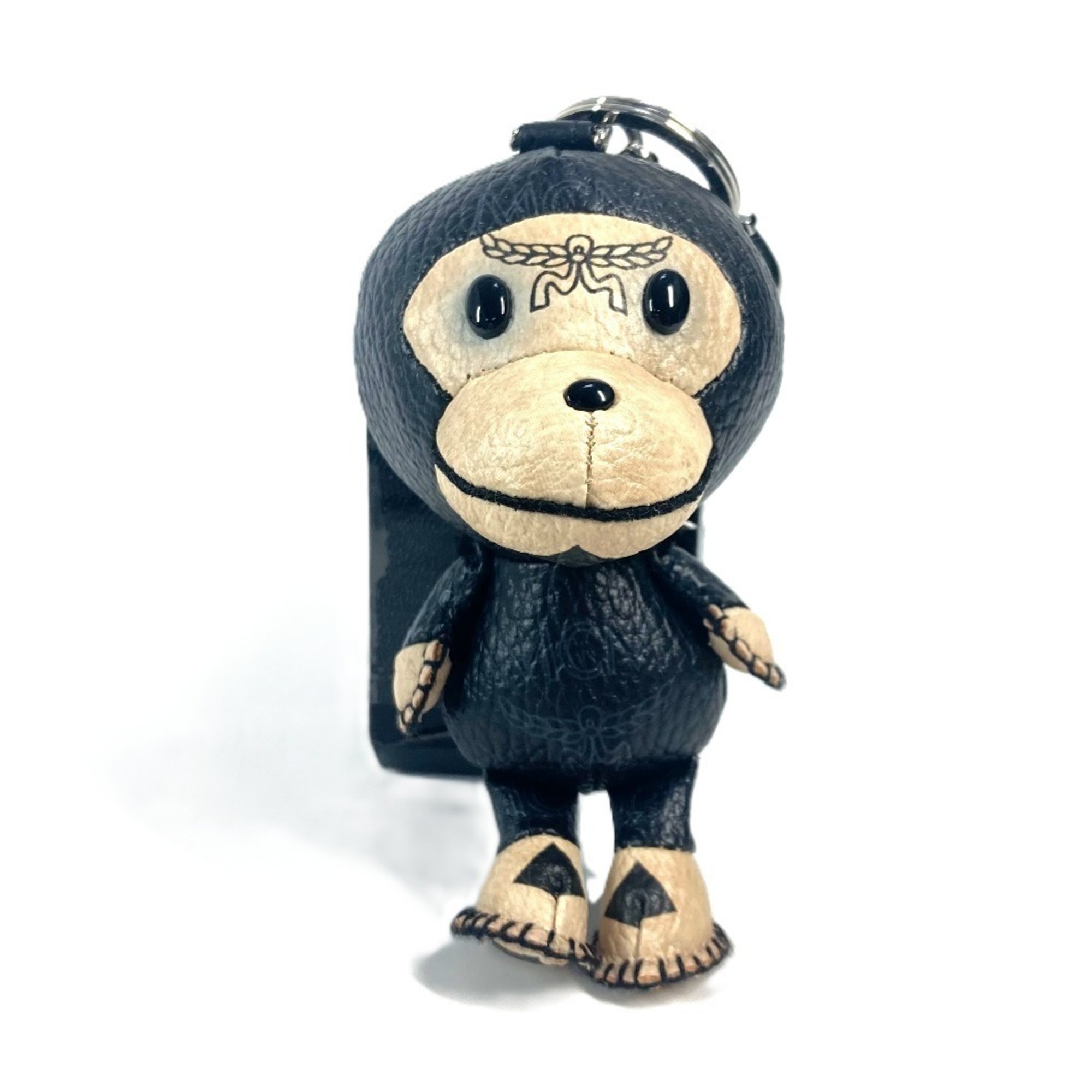 MCM A BATHING APE Milo Visetos Bag Charm Keychain Leather Men’s Women’s Black