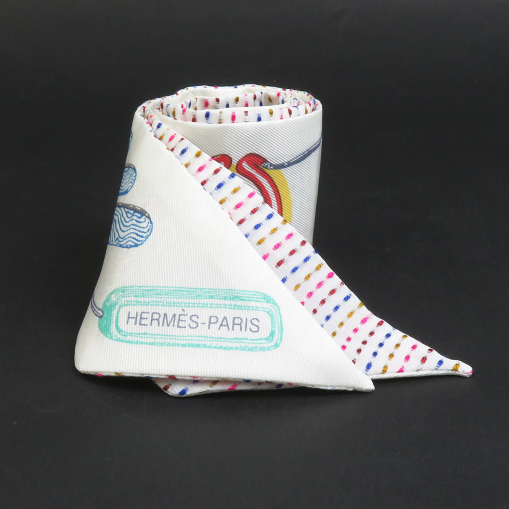 Hermes HERMES Scarf Muffler Silk White Multicolor Women’s h30329f