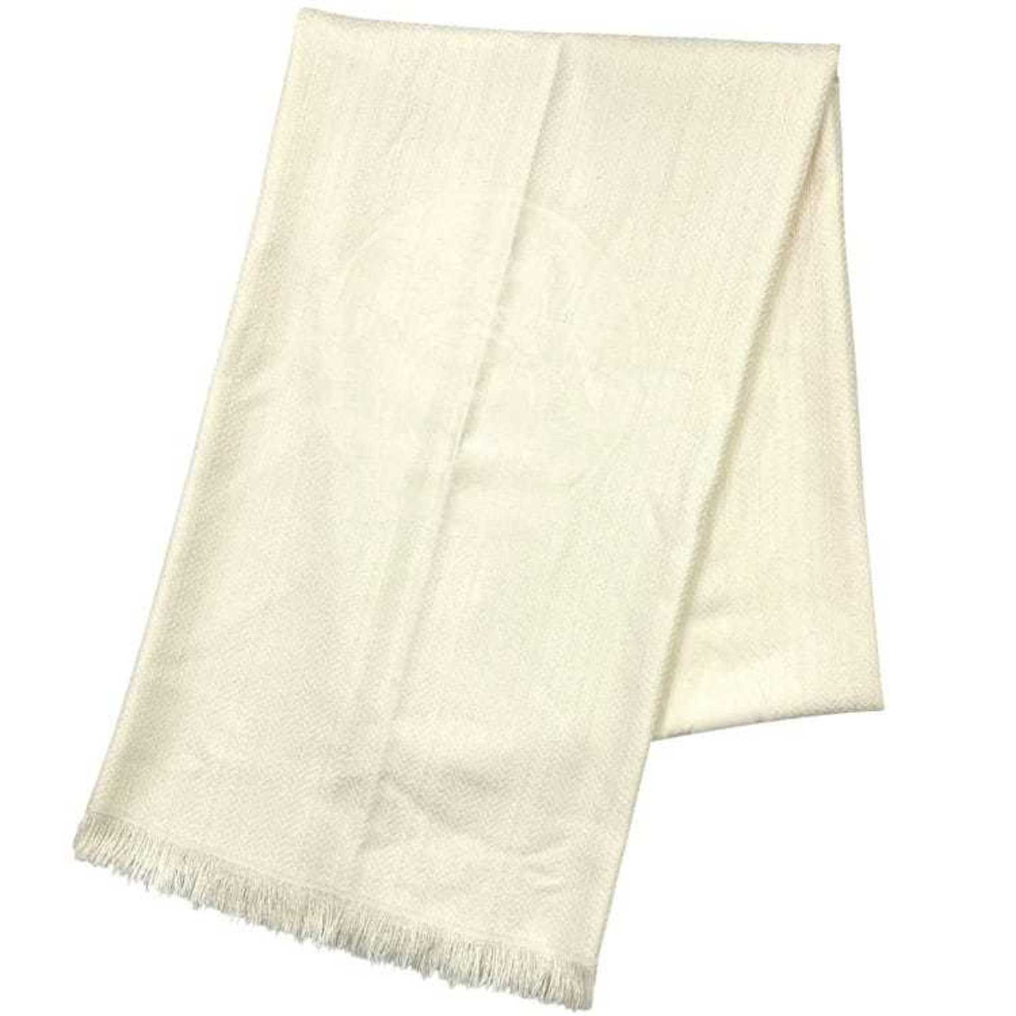 Hermes HermÃ¨s Stole ec-24555 White/Beige Libris Cashmere 65% Silk 35% White Women’s Men’s Knee Scarf