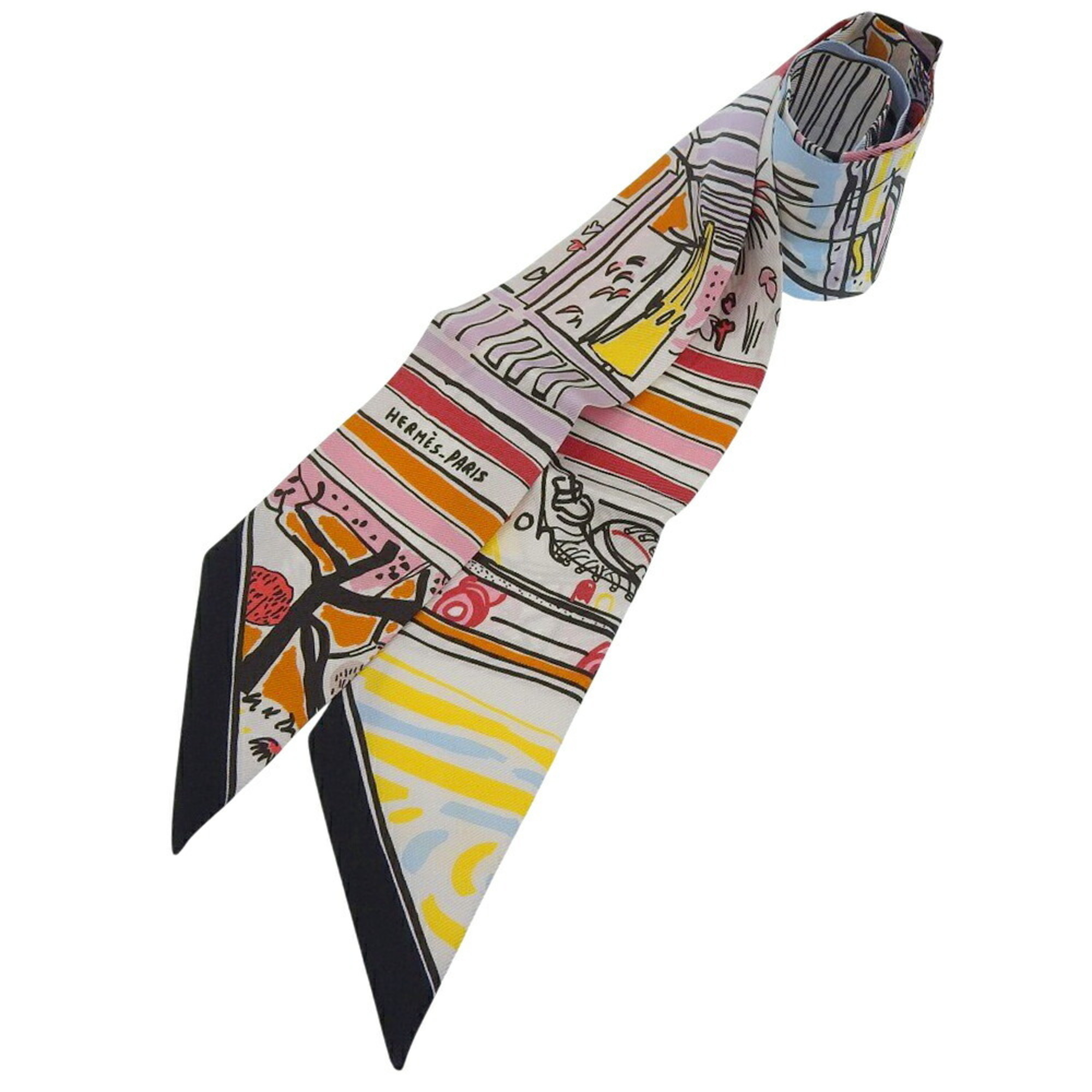 Hermes HermÃ¨s Twilly Rayeur d’Ete Scarf/Muffler in Silk, Multicolor