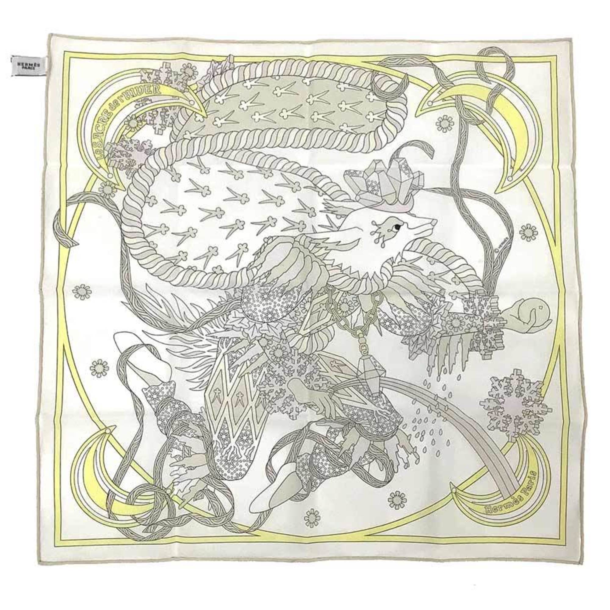 HERMES Handkerchief “Le Sacre de I’Hiver” (The Festival of I’Hiver) H241039G 02 Bandana Scarf Muffler Cotton CarrÃ©