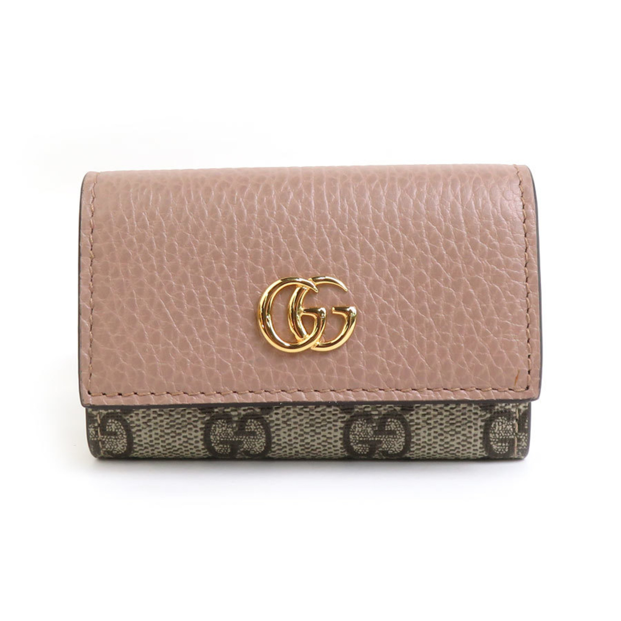 GUCCI Key Case GG Marmont Supreme Canvas Leather Pink x Brown Men’s Women’s 456118 h30848f