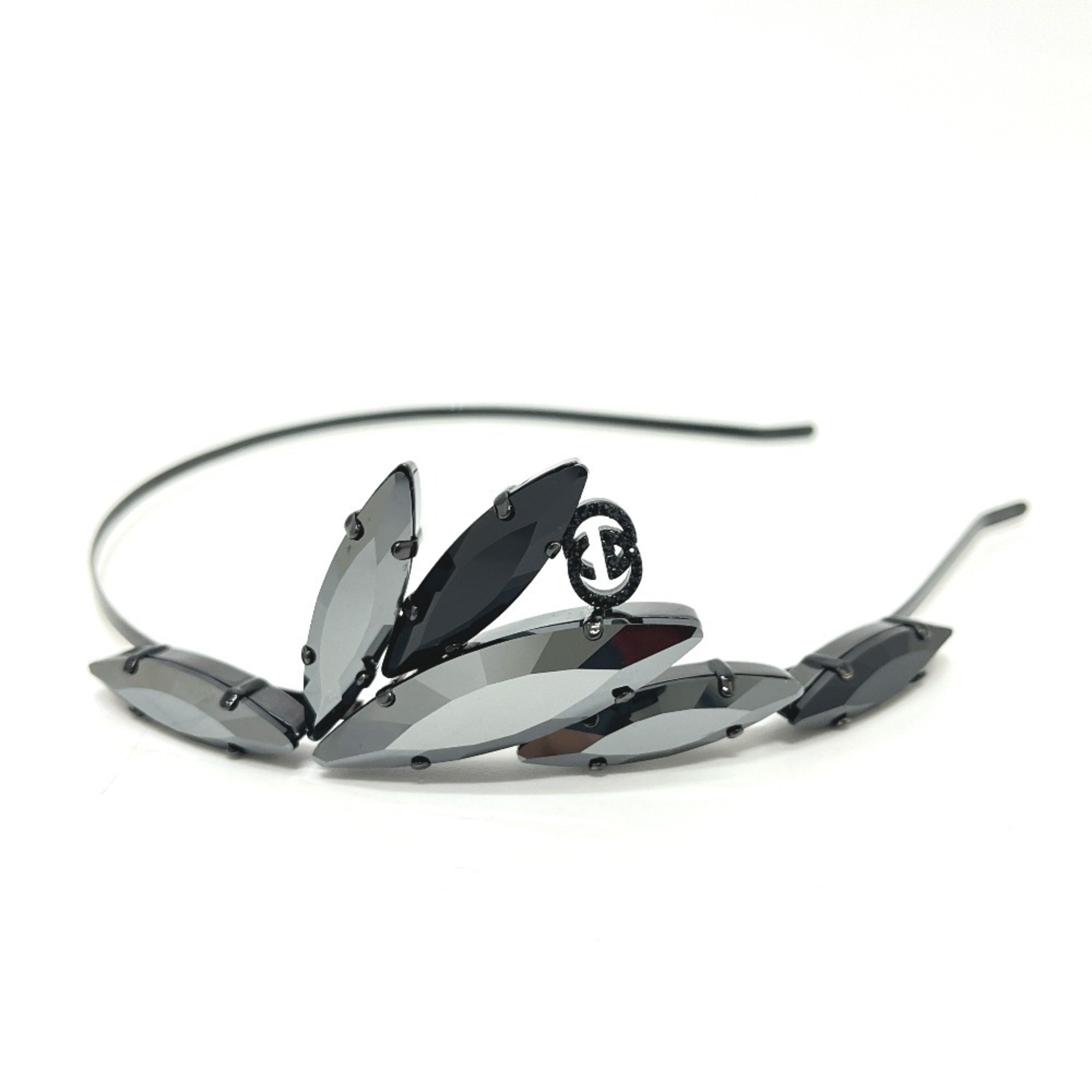 GUCCI GG Crystal and Bijou Hair Accessory Headband in Metal, Women’s, Black