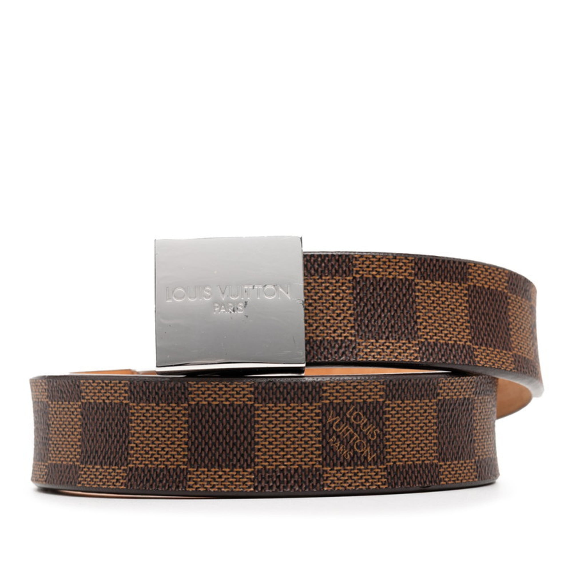 Louis Vuitton Damier Santur CarrÃ© Belt, Size: 85/34, M6802, Brown Leather, Men’s, LOUIS VUITTON