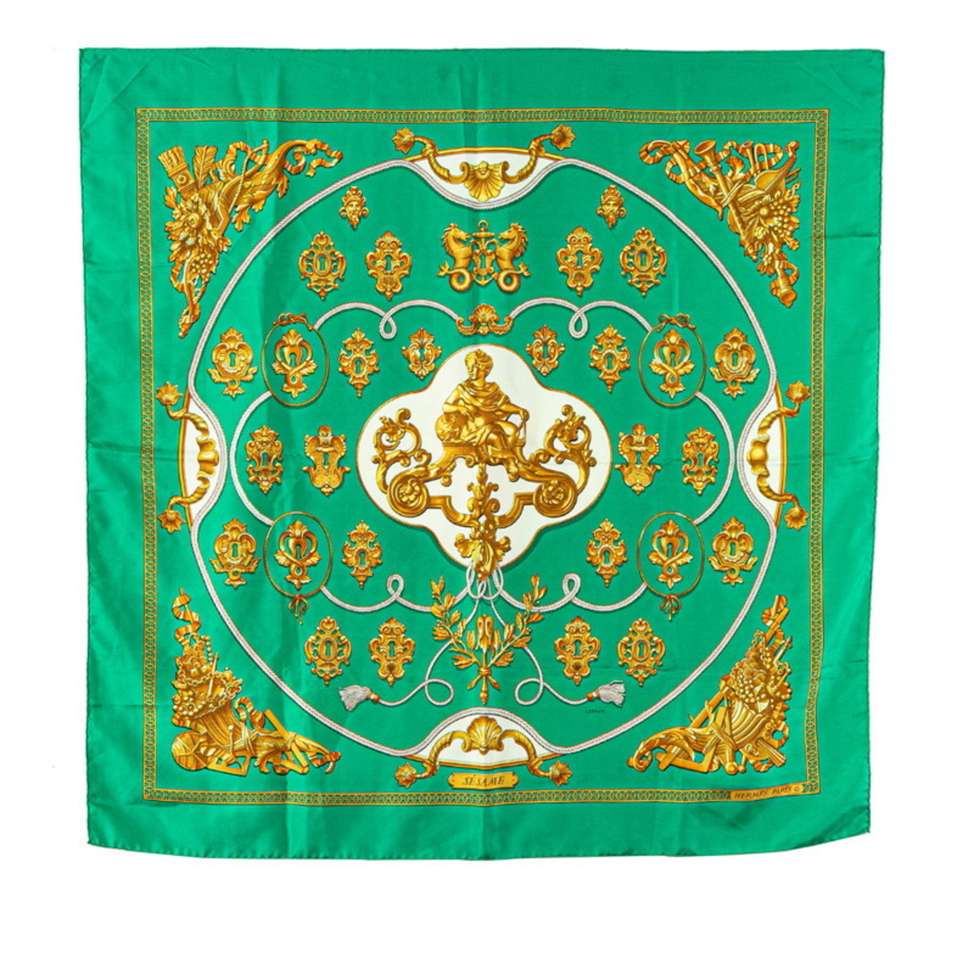 Hermes HermÃ¨s CarrÃ© 90 Sesame Scarf, Green Silk, Women’s