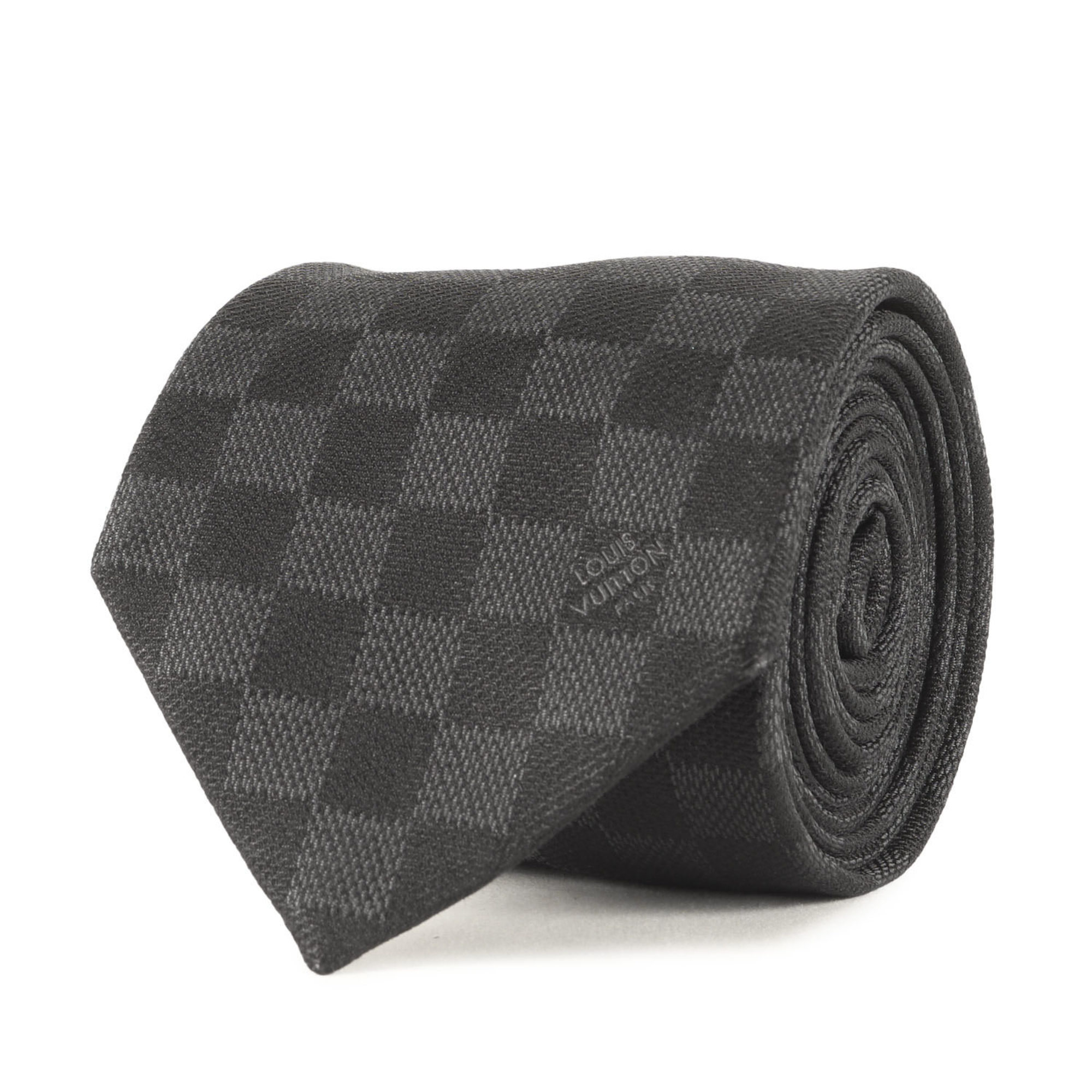 LOUIS VUITTON Damier Classic Silk Tie (M78752), Current Model, Black (Noir), Size: 148cm x 8cm, Men’s
