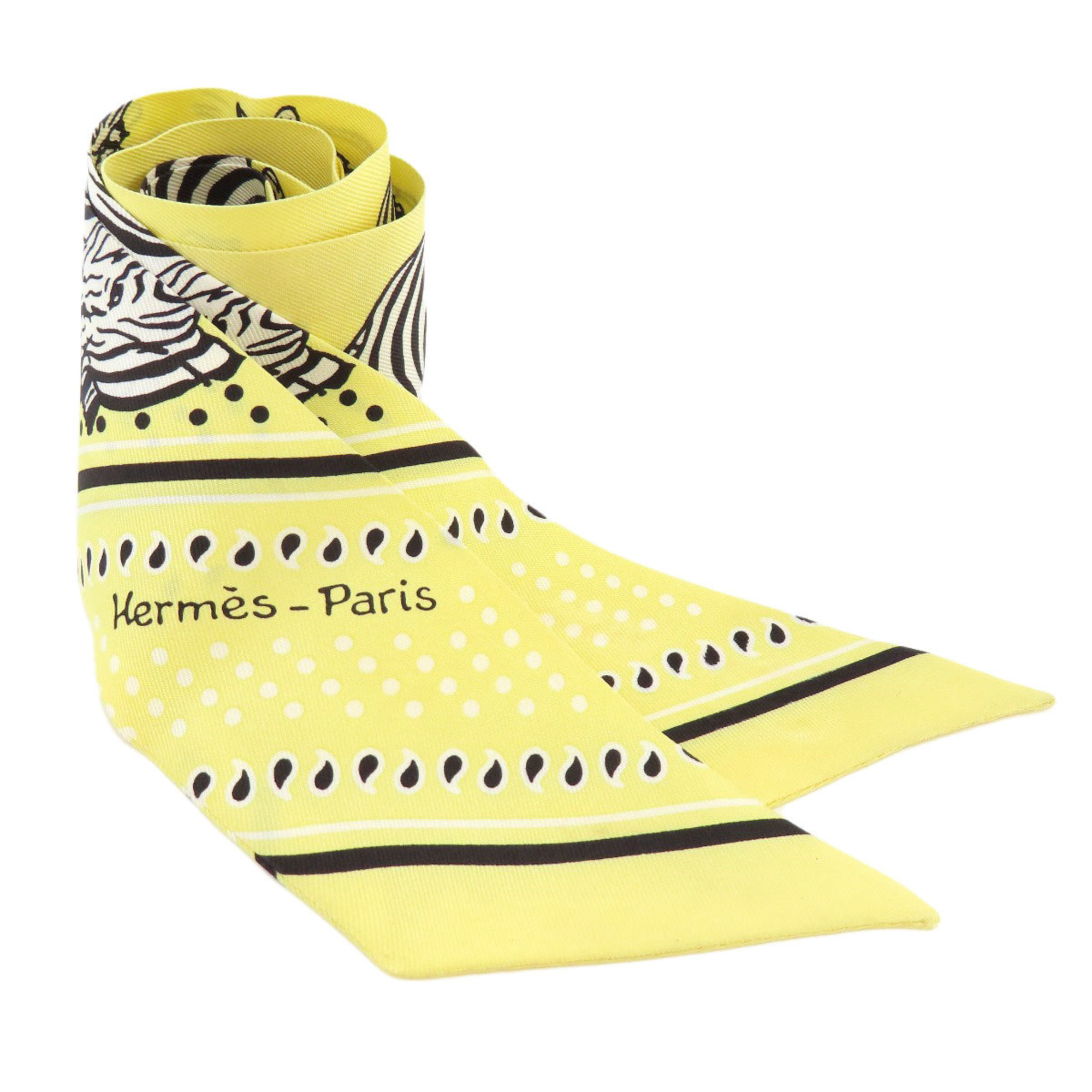 Hermes Twilly Zebra Motif Silk Scarf for Women