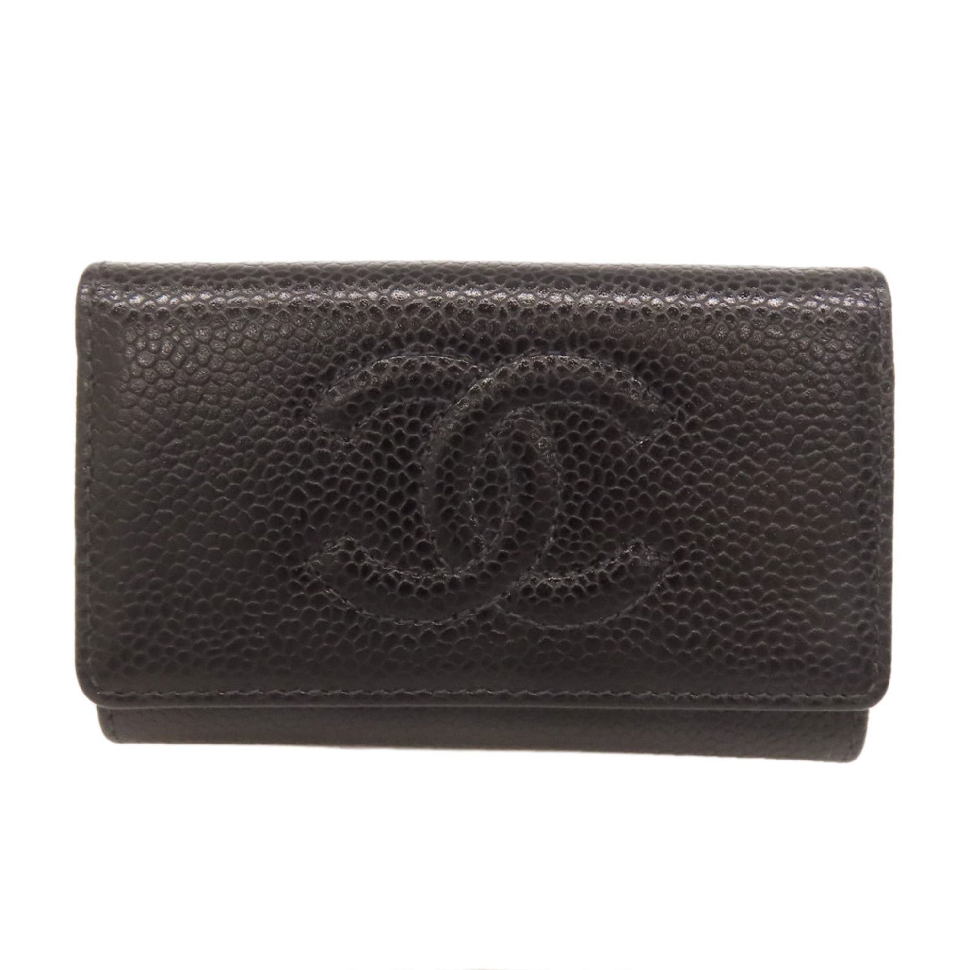 Chanel Coco Mark Gold Hardware Key Case in Grained Calfskin for Women