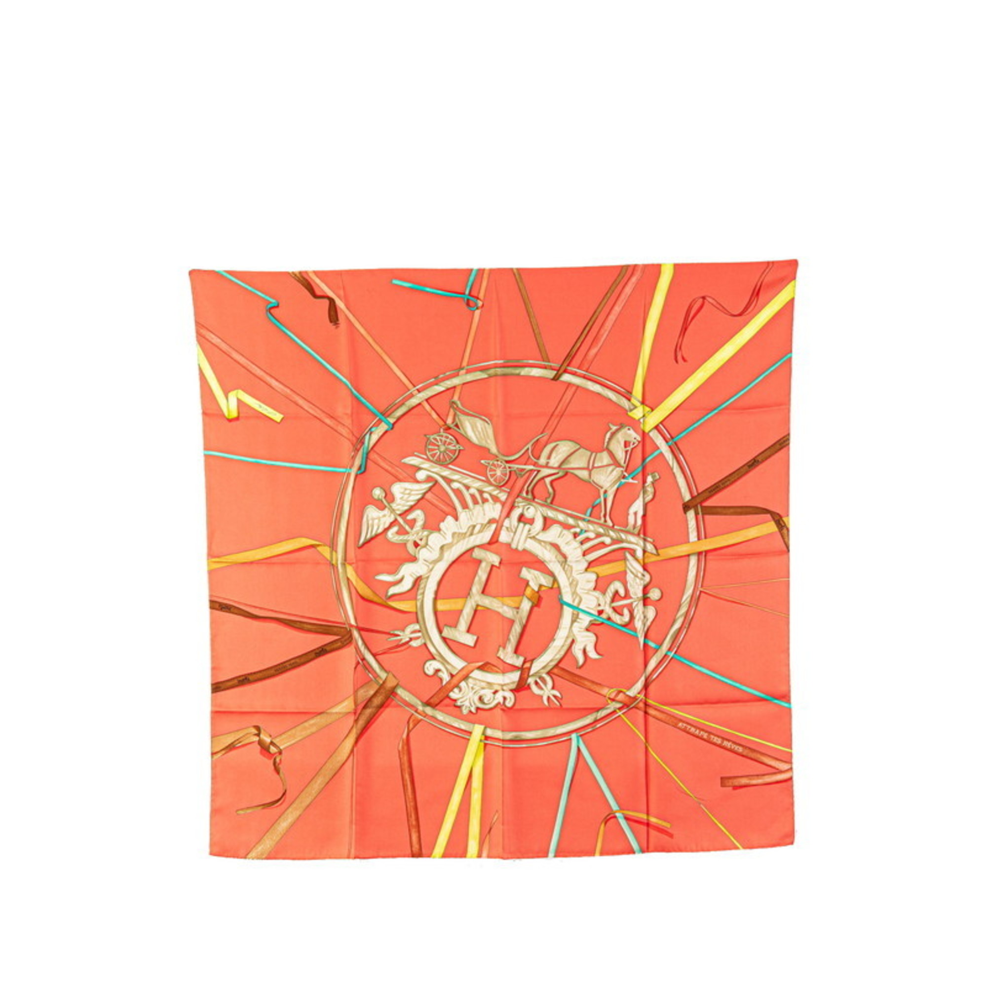 Hermes HermÃ¨s CarrÃ© 90 Figure Artistique Scarf, Orange Silk, Women’s