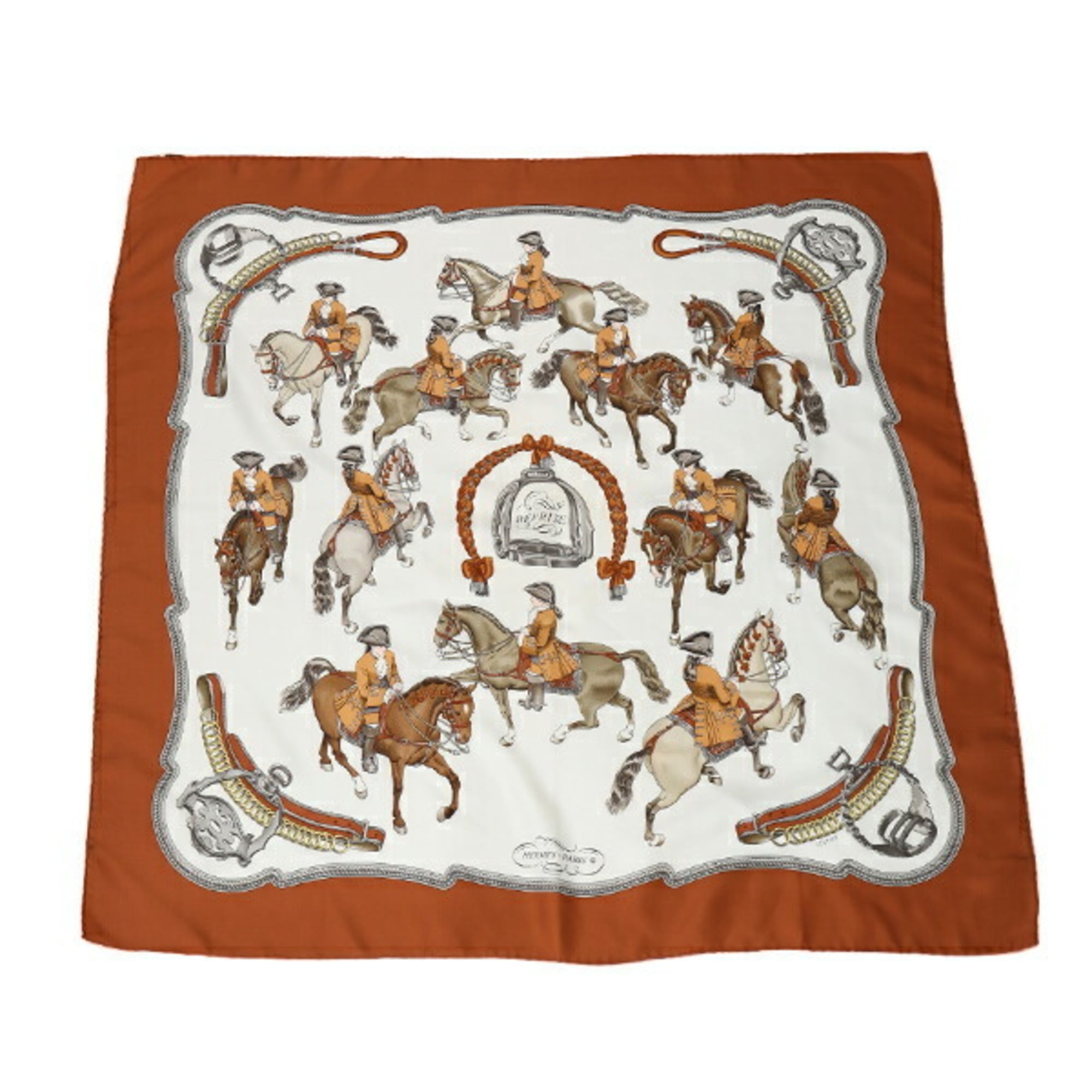 HERMES Kare90 Horseback REPRISE Hermes Brown Scarf