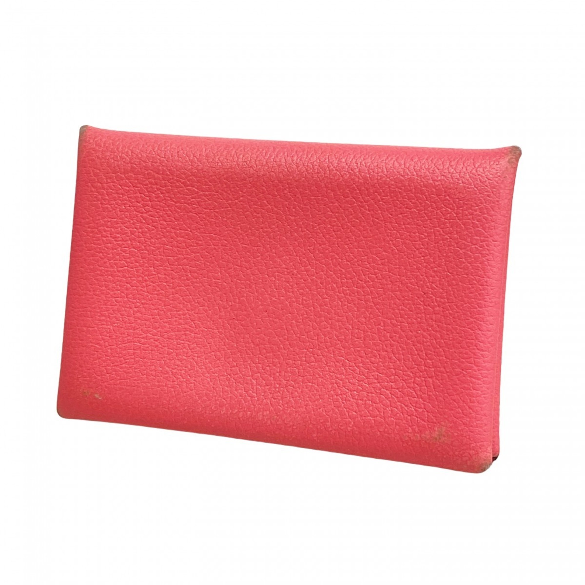 Hermes HermÃ¨s Calvi Evercolor Rose Azalee Card Case with D Stamp for Women