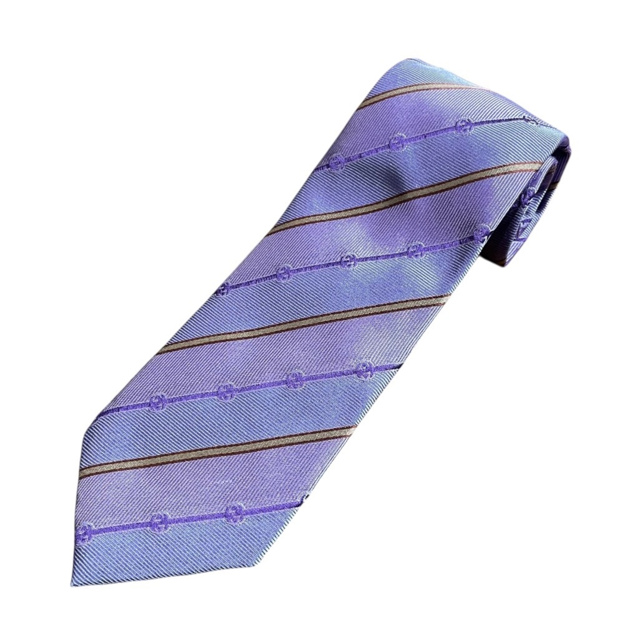 GUCCI Michele-era regimental stripe silk tie, regular purple, men’s