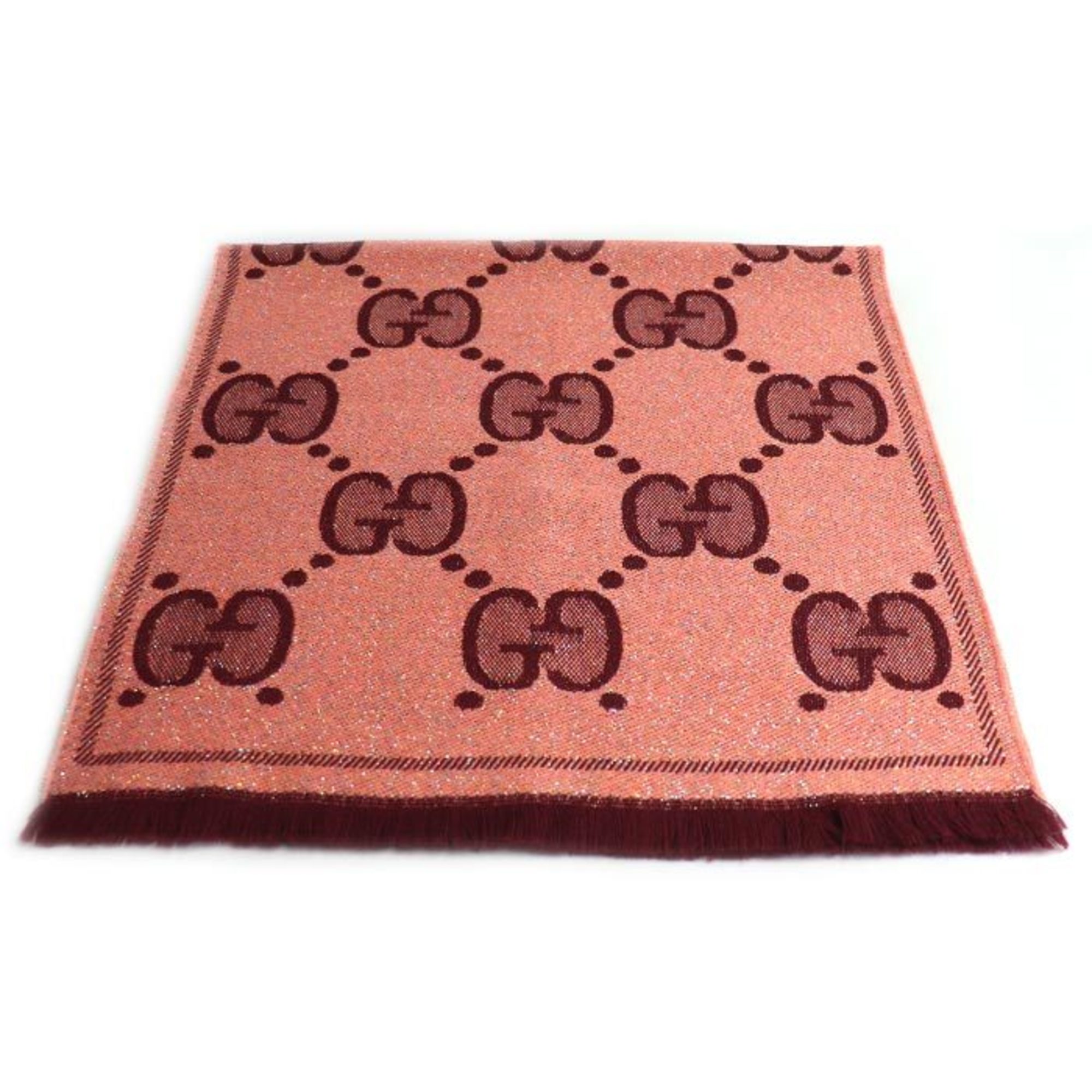 GUCCI GG Wool LamÃ© Jacquard Scarf/Muffler in Pink and Wine Red (598993 3GC15) for Women