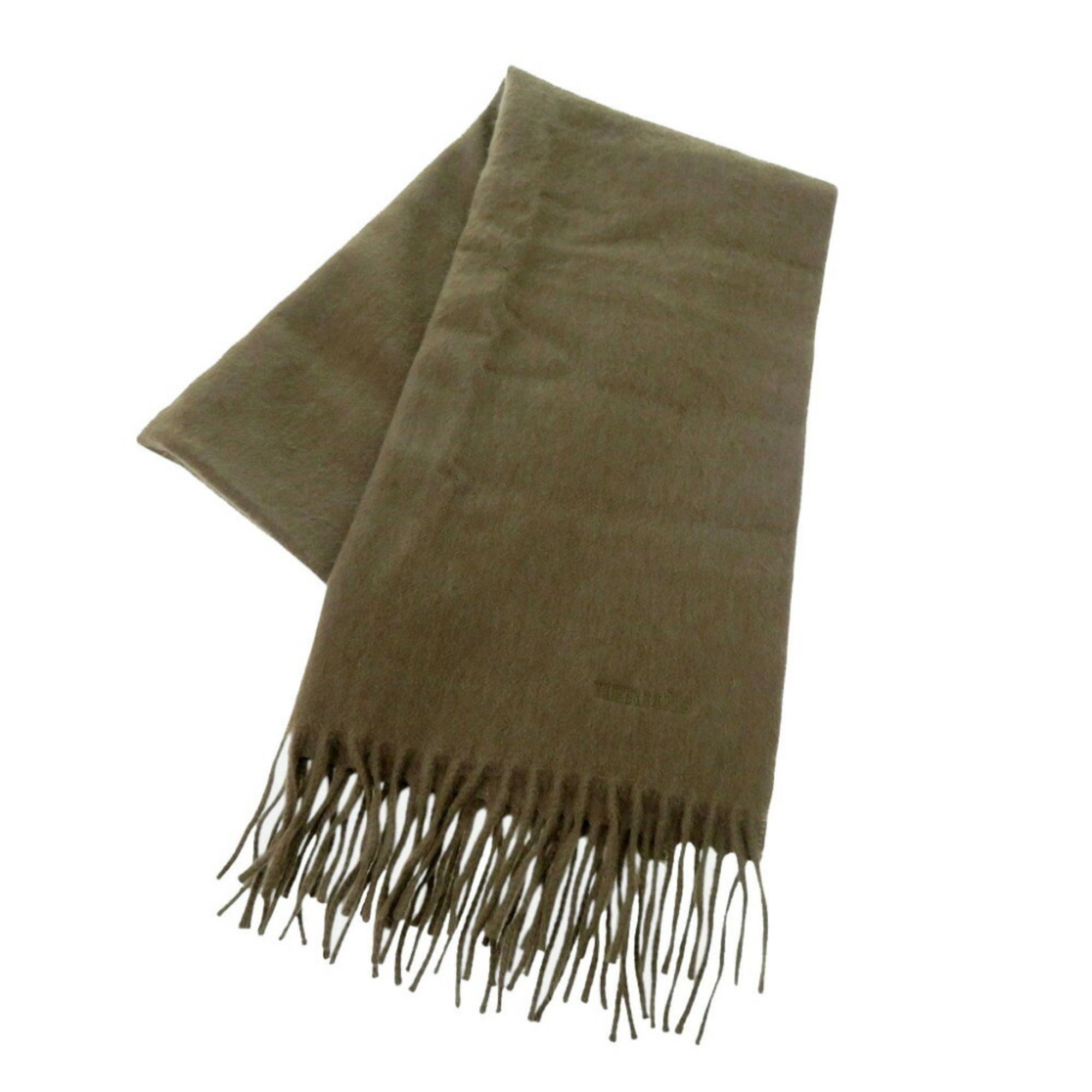 Hermes 393622T H6 Cashmere Khaki Scarf 0104HERMES