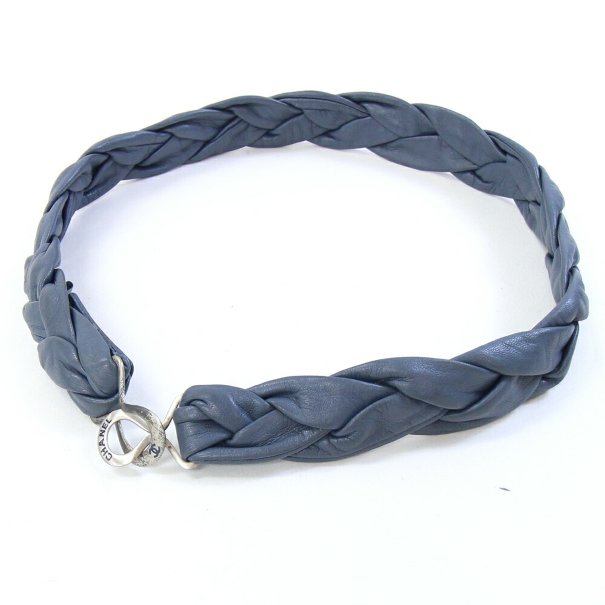 Chanel Belt, Blue-Gray Leather, 05P, 2005 Model, Old Women’s, CHANEL