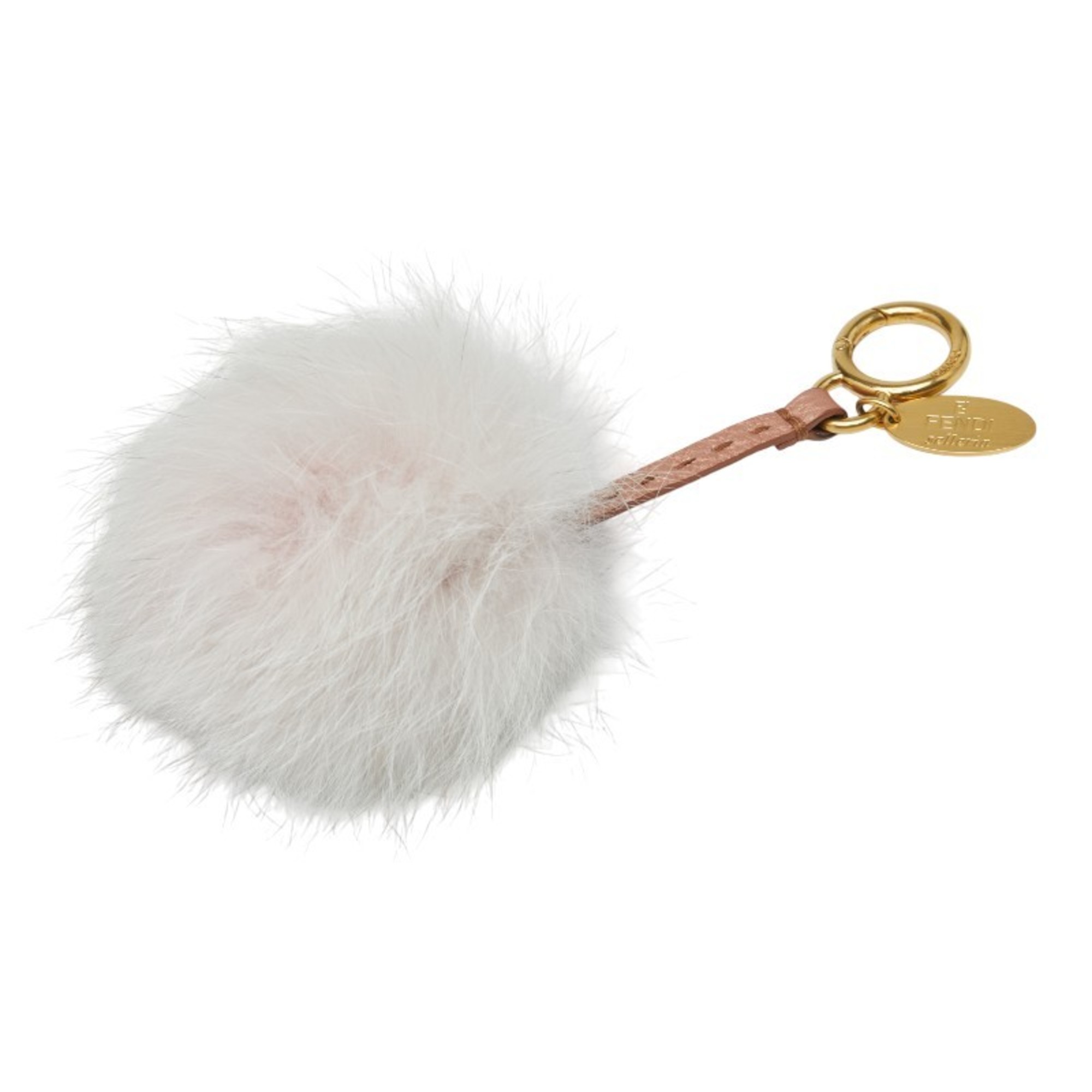 Fendi Pom Charm Bag Keychain Light Pink Fur Leather Women’s FENDI