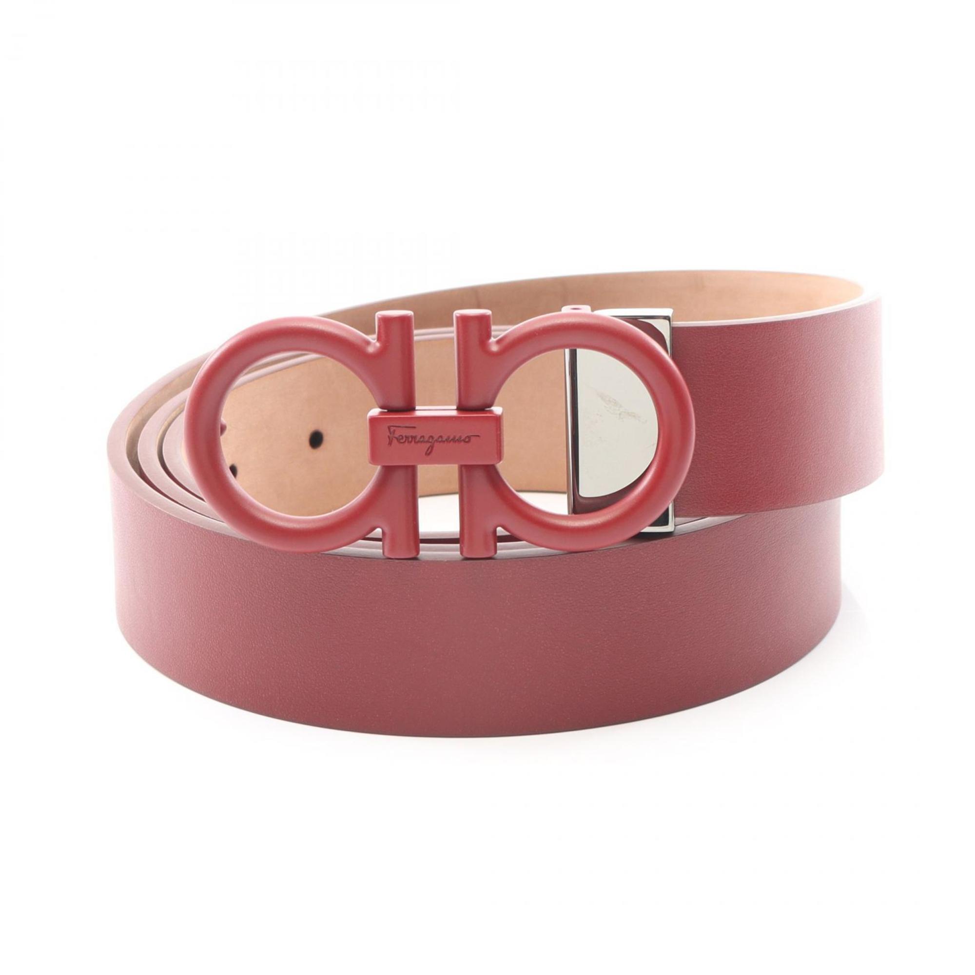 Salvatore Ferragamo Double Gancini Belt, Men’s Leather, Bordeaux