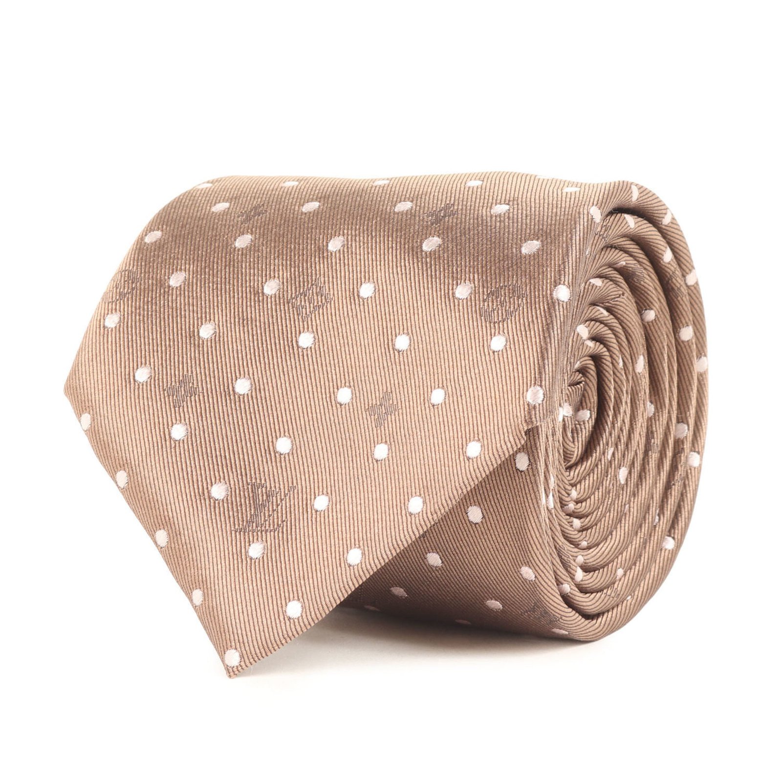 LOUIS VUITTON Monogram Dot Silk Cravate Bronze Tie for Men, K4613