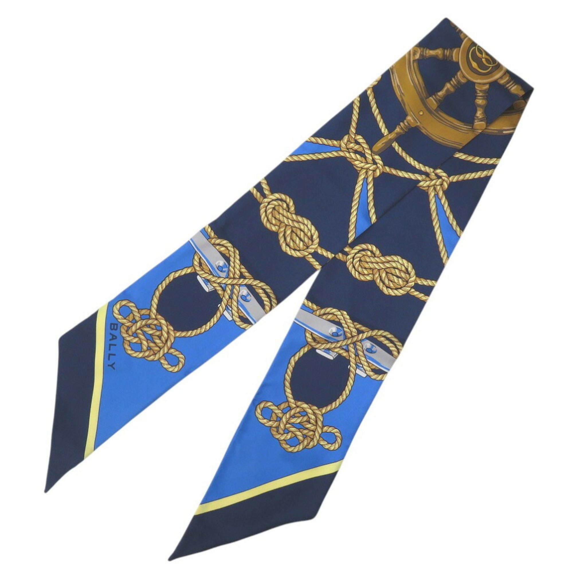 Bally Marine Print Scarf/Muffler, Silk, Blue, Nautical Print, L7BA652F/U577, 0946BALLY