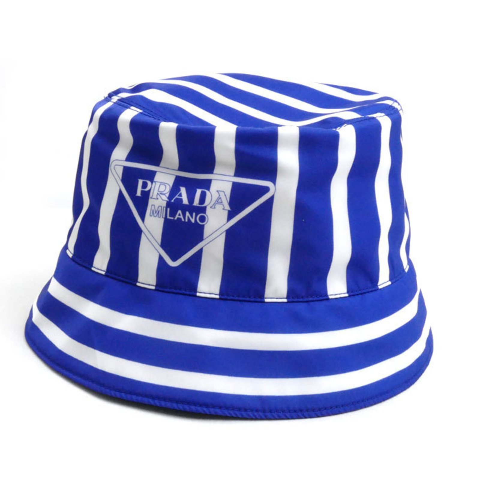 PRADA Prada Striped Re-Nylon Hat Blue White 1HC137 2FOJ M Women’s