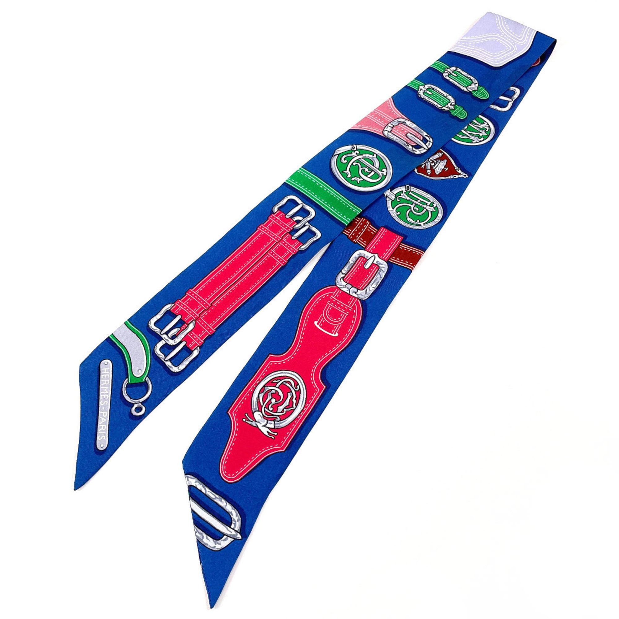 HERMES HARNAIS DES PRESIDENTS Presidential Horse Tack Twilly Silk Blue Women’s