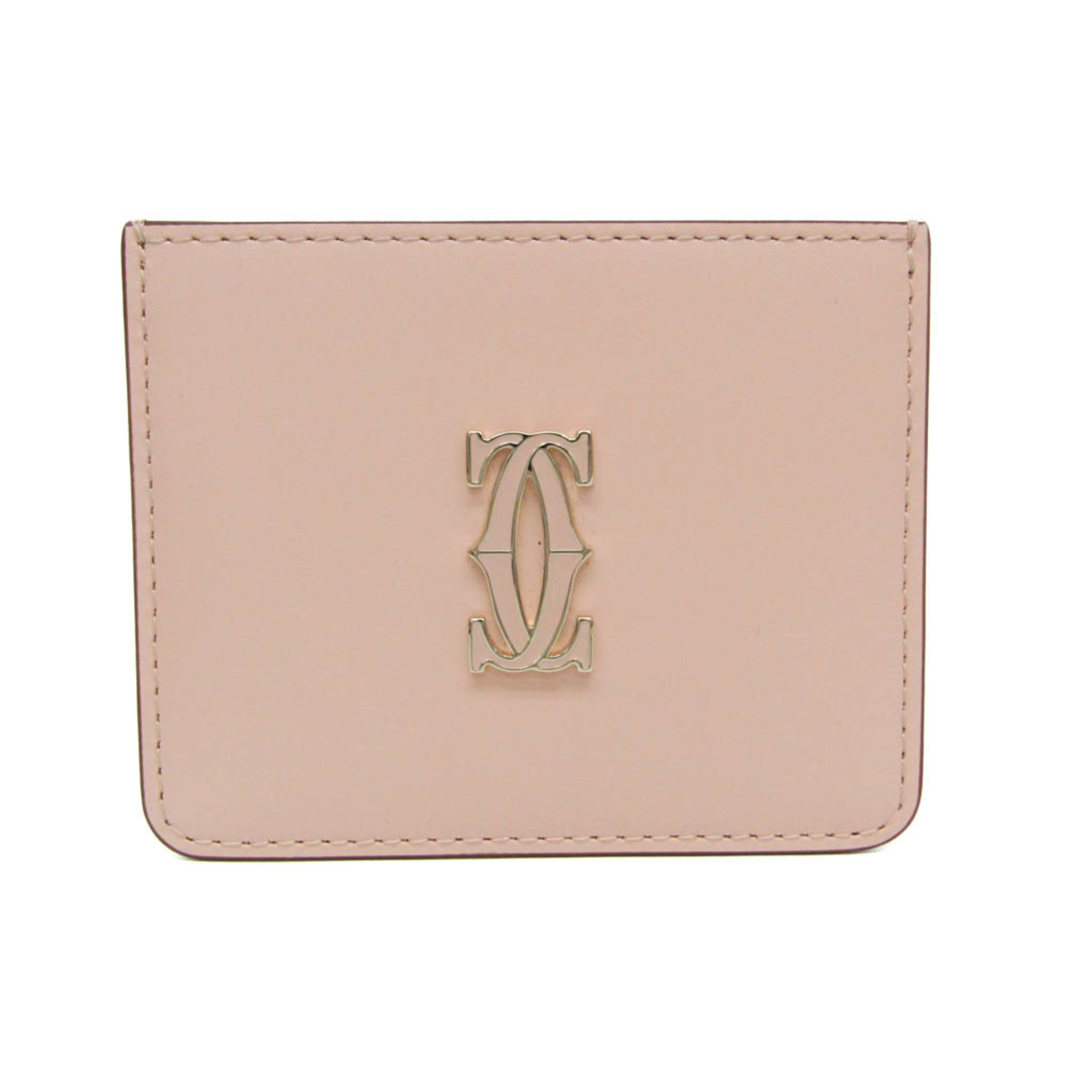 Cartier Double C Simple Card Holder L3001889 Leather Card Case Pink
