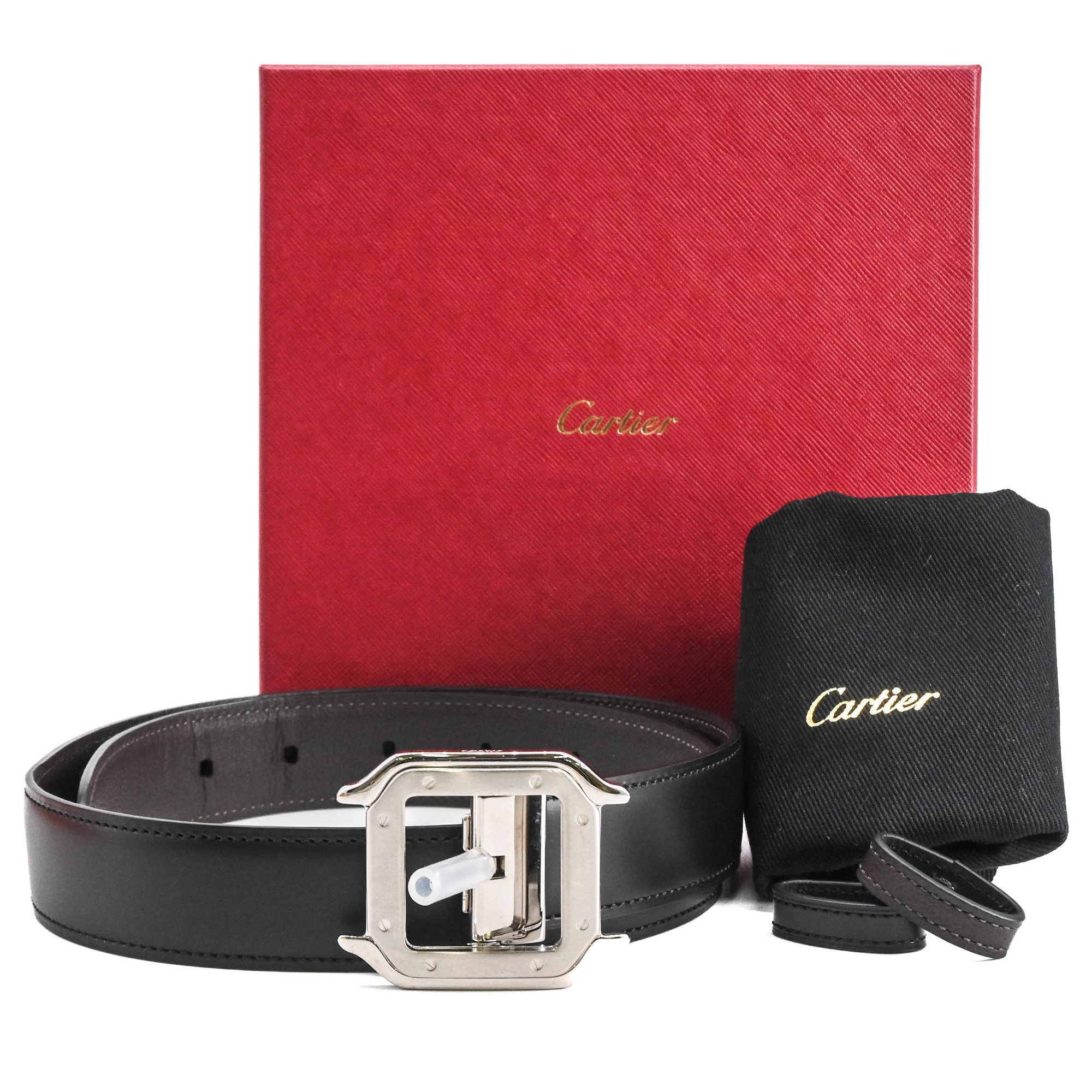 Cartier Santos de reversible belt in brown and black leather (CRL5000595)