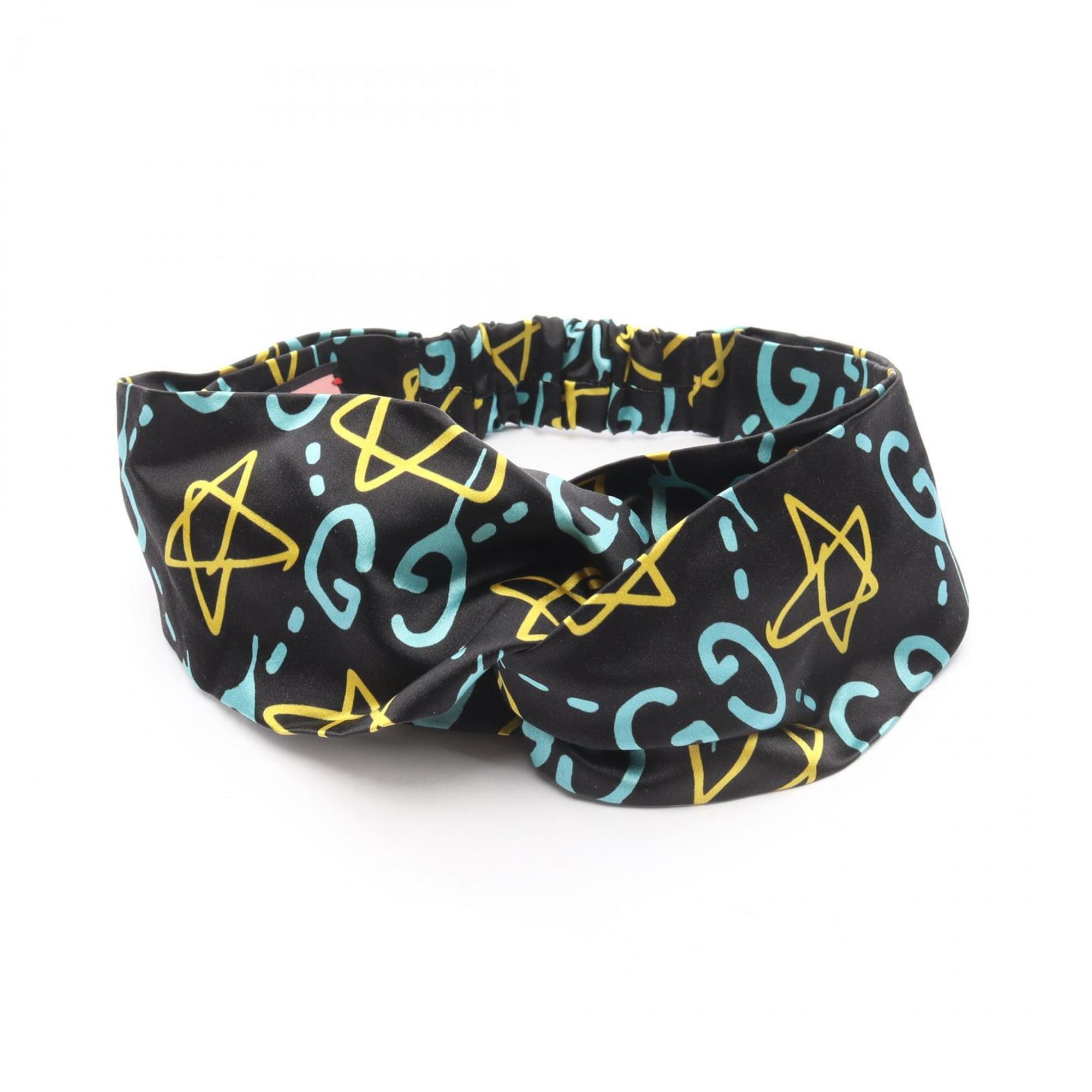 Gucci GG Silk Hairband, Women’s, Black, Blue, and Yellow, 562827