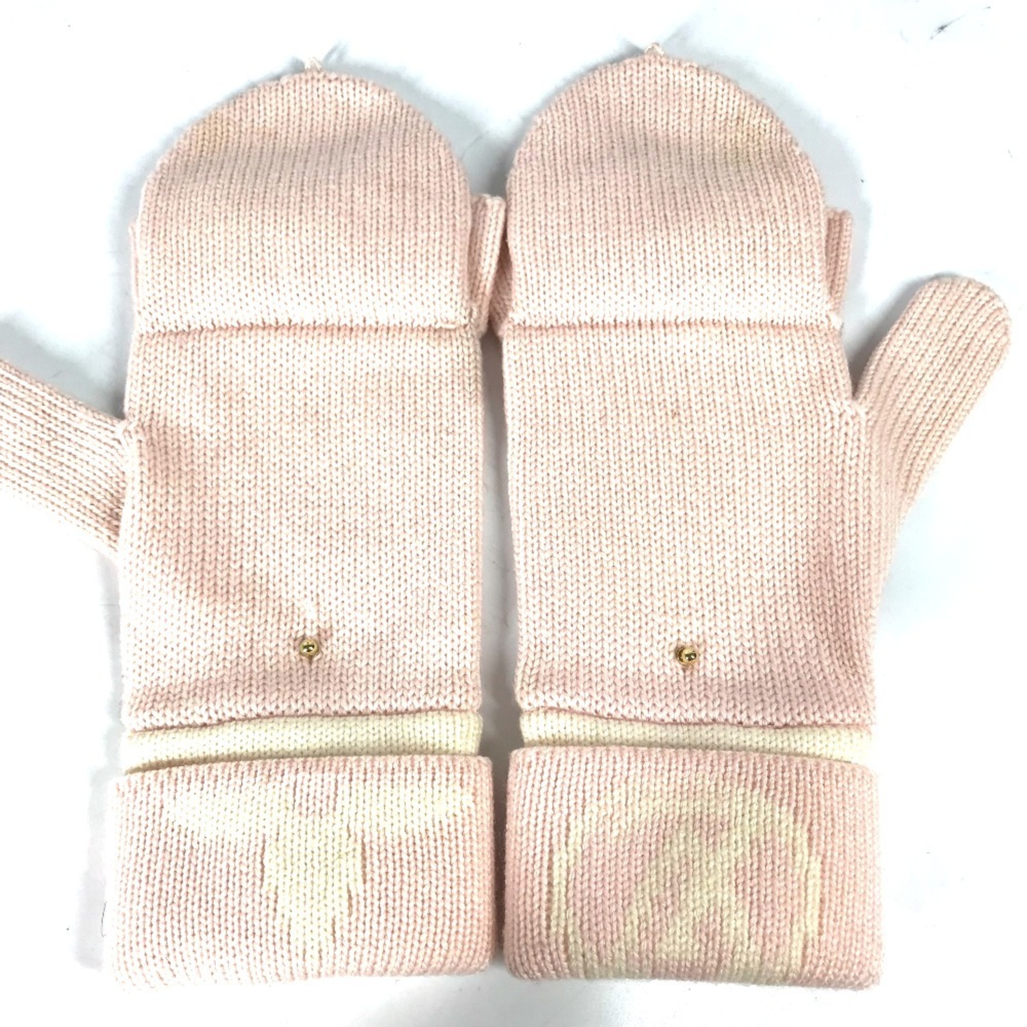 LOUIS VUITTON M70767 Two-tone Gon Morning Ram Monogram Mittens, Fingerless, 2-Way Wool Gloves, Women’s, Pink