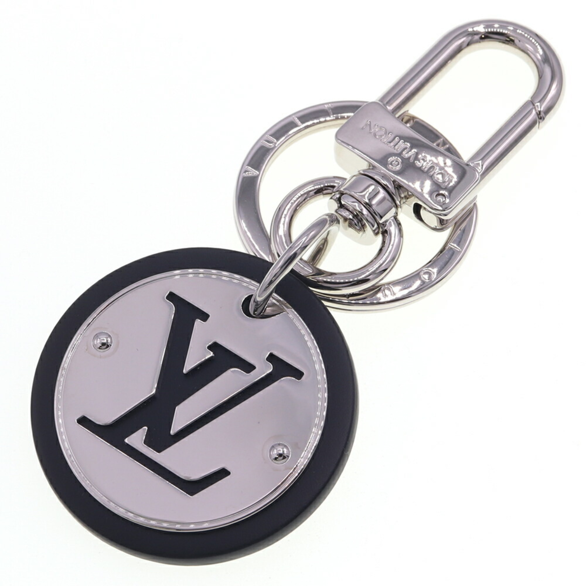 Louis Vuitton Keychain Portocle LV Circle M67362 Silver Black Metal Leather Key Ring Bag Men’s LOUIS VUITTON