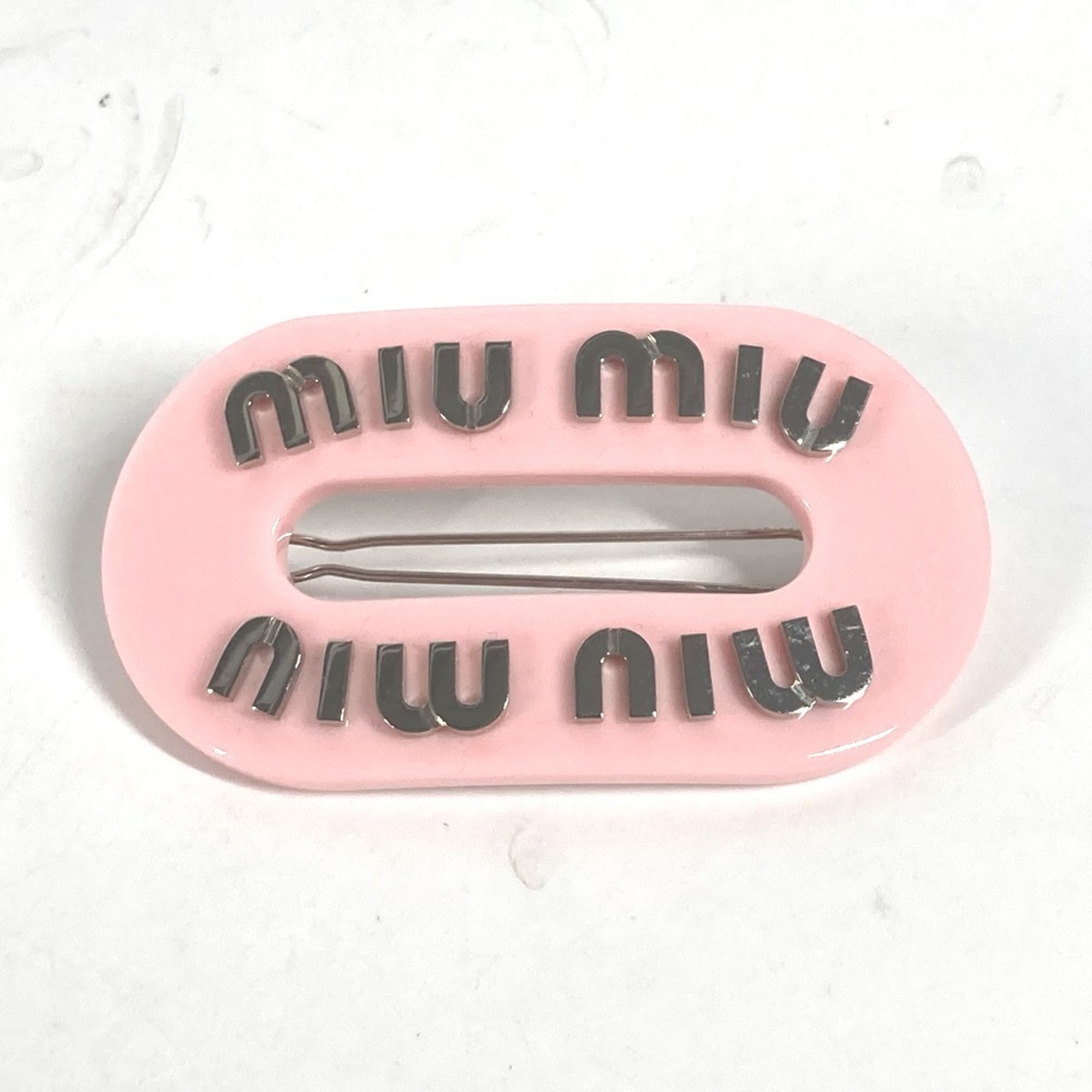 miu miu Hairpin Rhinestone Hair Barrette Plastic Women’s Pink