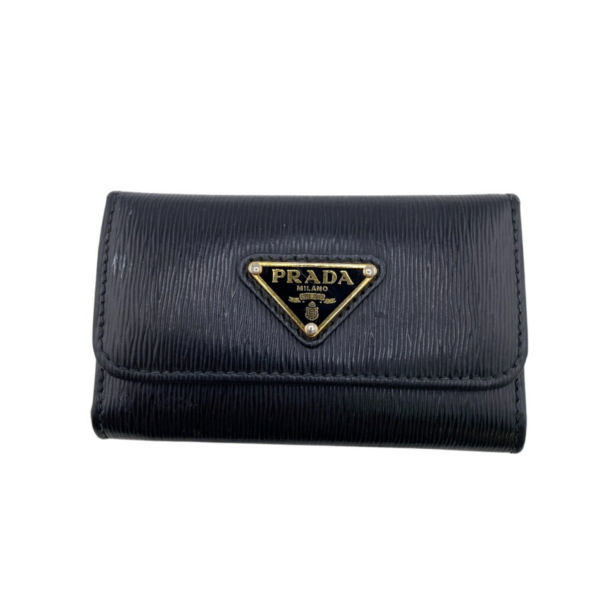 PRADA 1PG222 6-Key Case, Black, Women’s