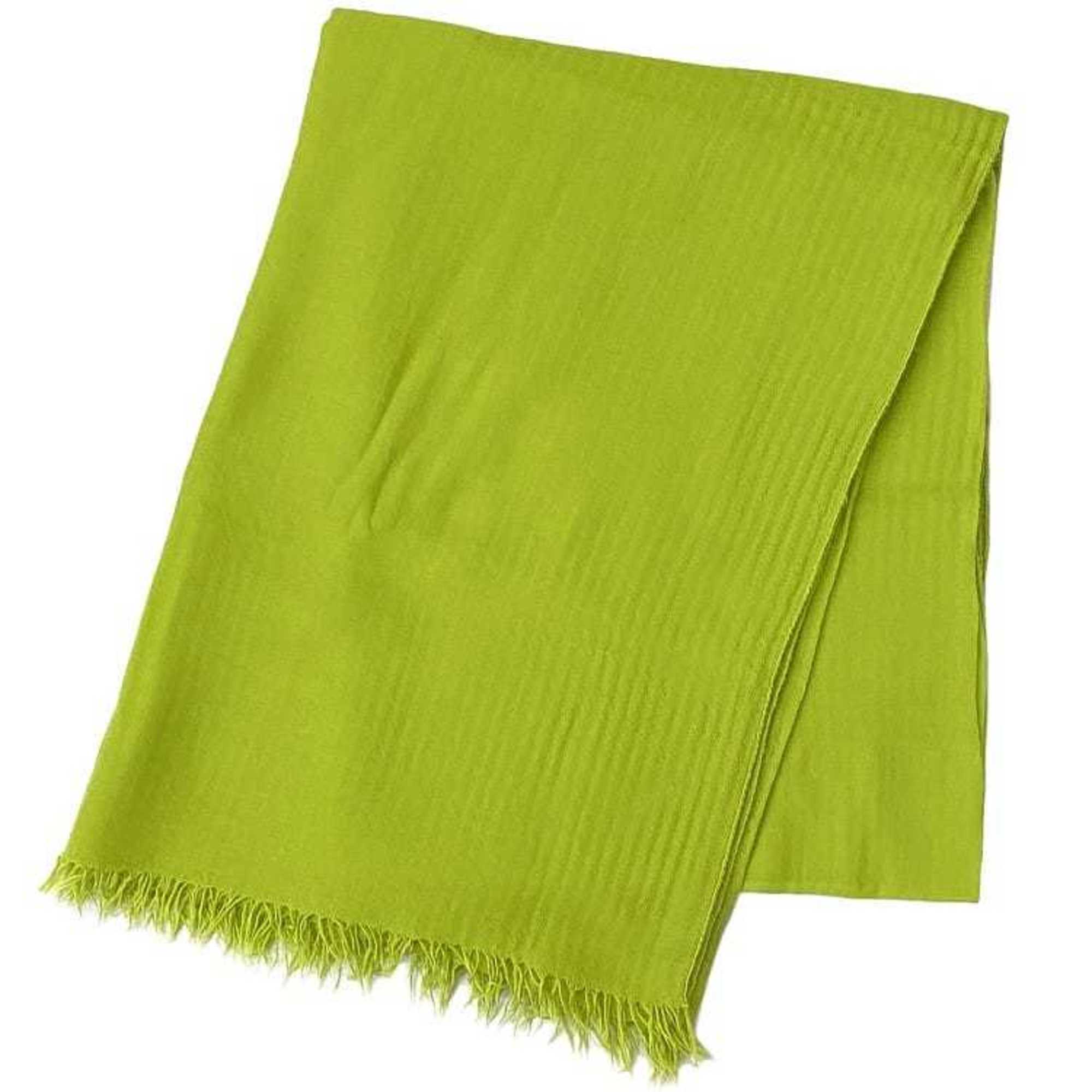 Hermes scarf ec-23213 light green 80% cashmere 20% wool HERMES yellow lap blanket men women