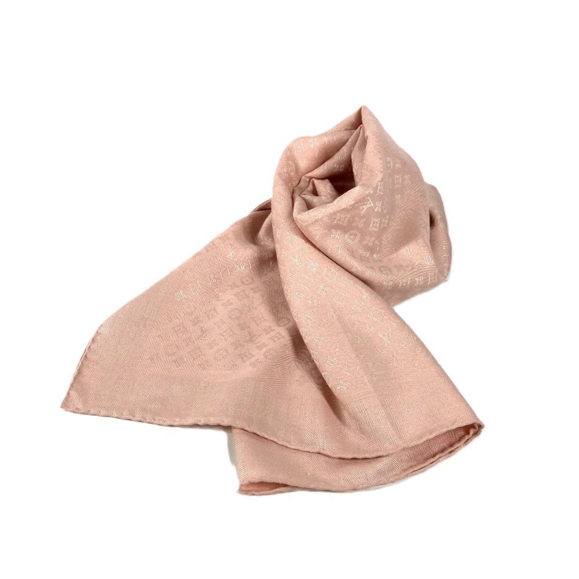 LOUIS VUITTON M77370 Monogram Shawl Evermore Large Stole Silk Wool Women’s Rose Poodle Pink