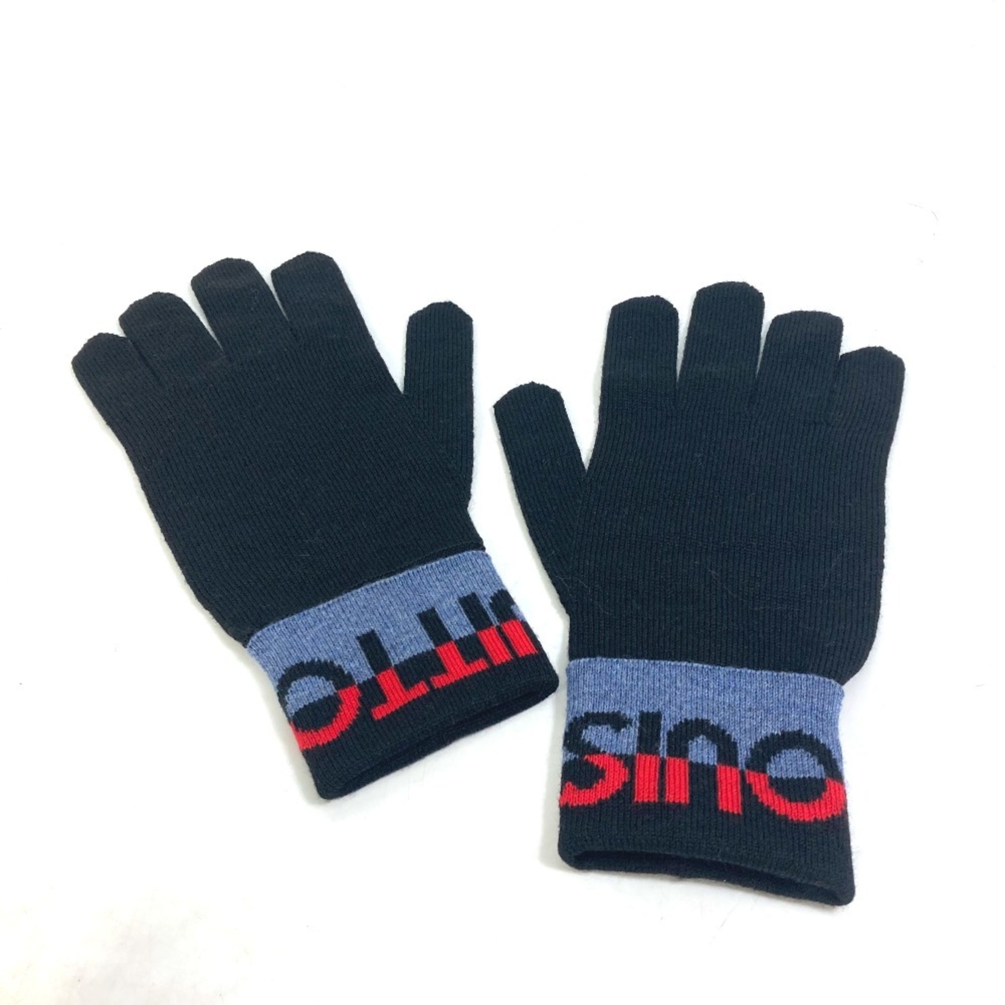 LOUIS VUITTON M71248 Gon LV Horizon Wool Gloves, Men’s, Black